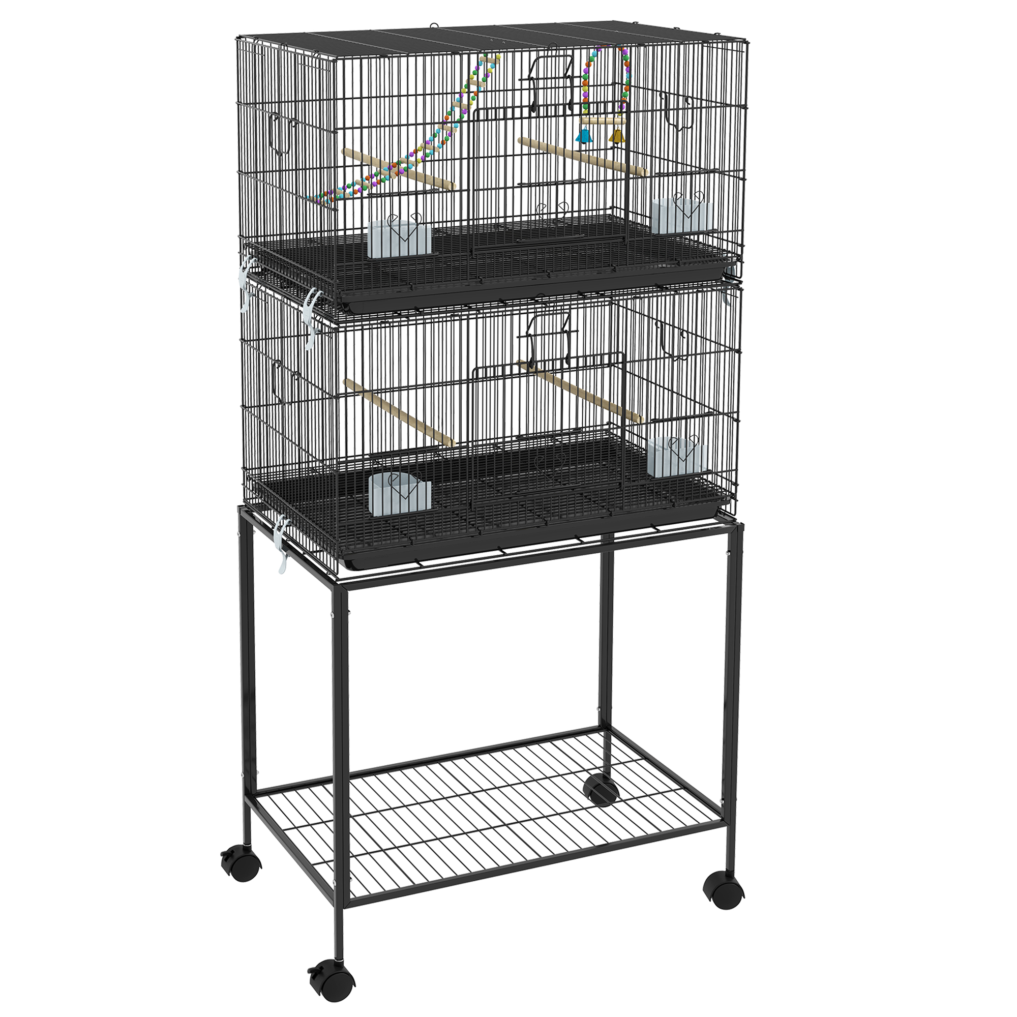 Shelley Stackable Bird Cage on Wheels with Stand for Canaries - White - Life Essentials
