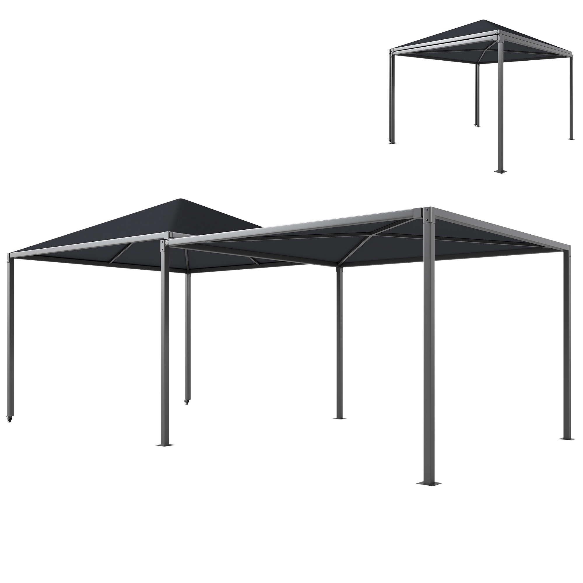 SUNVISTA 3 x 6m Garden Gazebo with Extendable Awning and Wheels, UPF30+ Outdoor Metal Gazebo Canopy Shelter for BBQ, Event, Party - Life Essentials