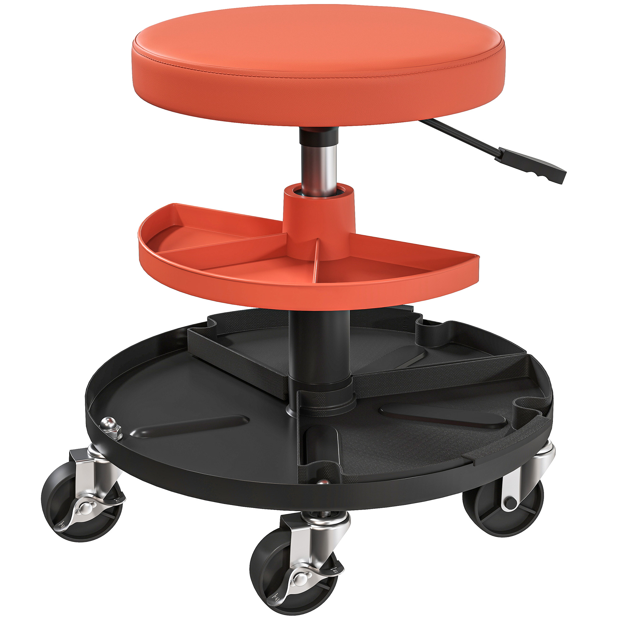 HERON Rolling Mechanic Stool 135kg Capacity 360 Swivel Padded Creeper Seat - Yellow - Life Essentials