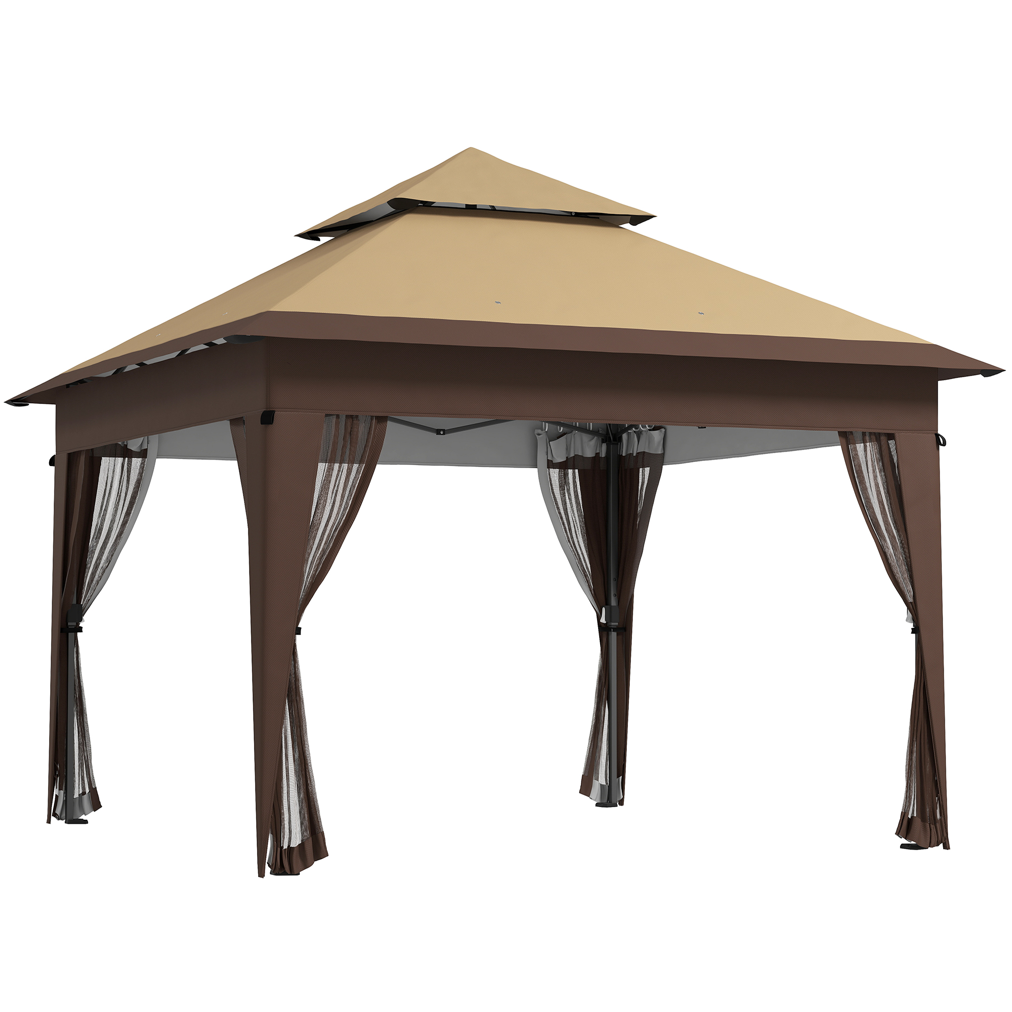3 x 3(m) Pop Up Gazebo with Mosquito Netting, 1 Person Easy up Marquee Party Tent with 1-Button Push, Carry Bag, Sandbags - Life Essentials