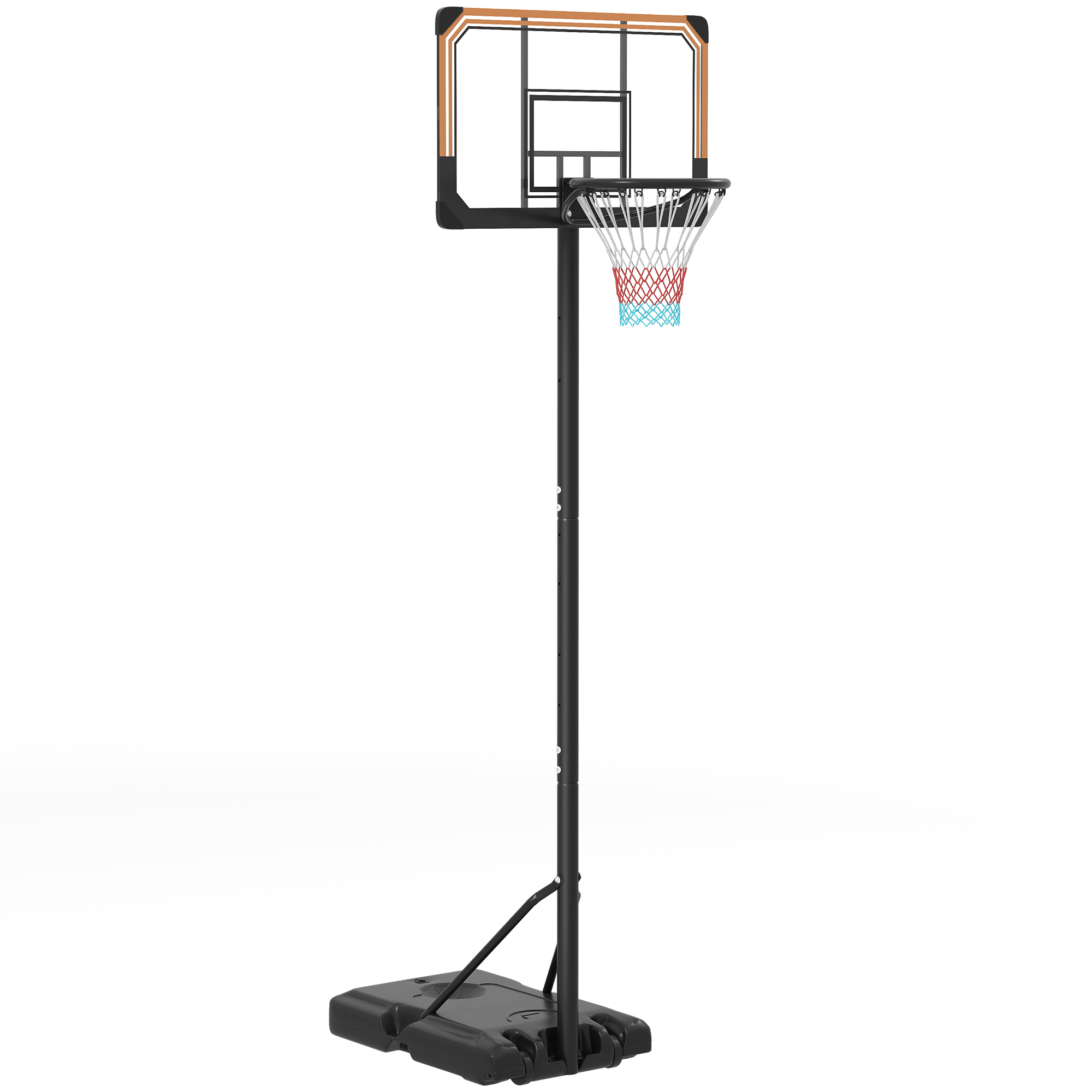 SPORTNOW Height Adjustable Basketball Stand Net Set System, Free standing Basketball Hoop and Stand with Wheels, 182-213cm, Black - Life Essentials