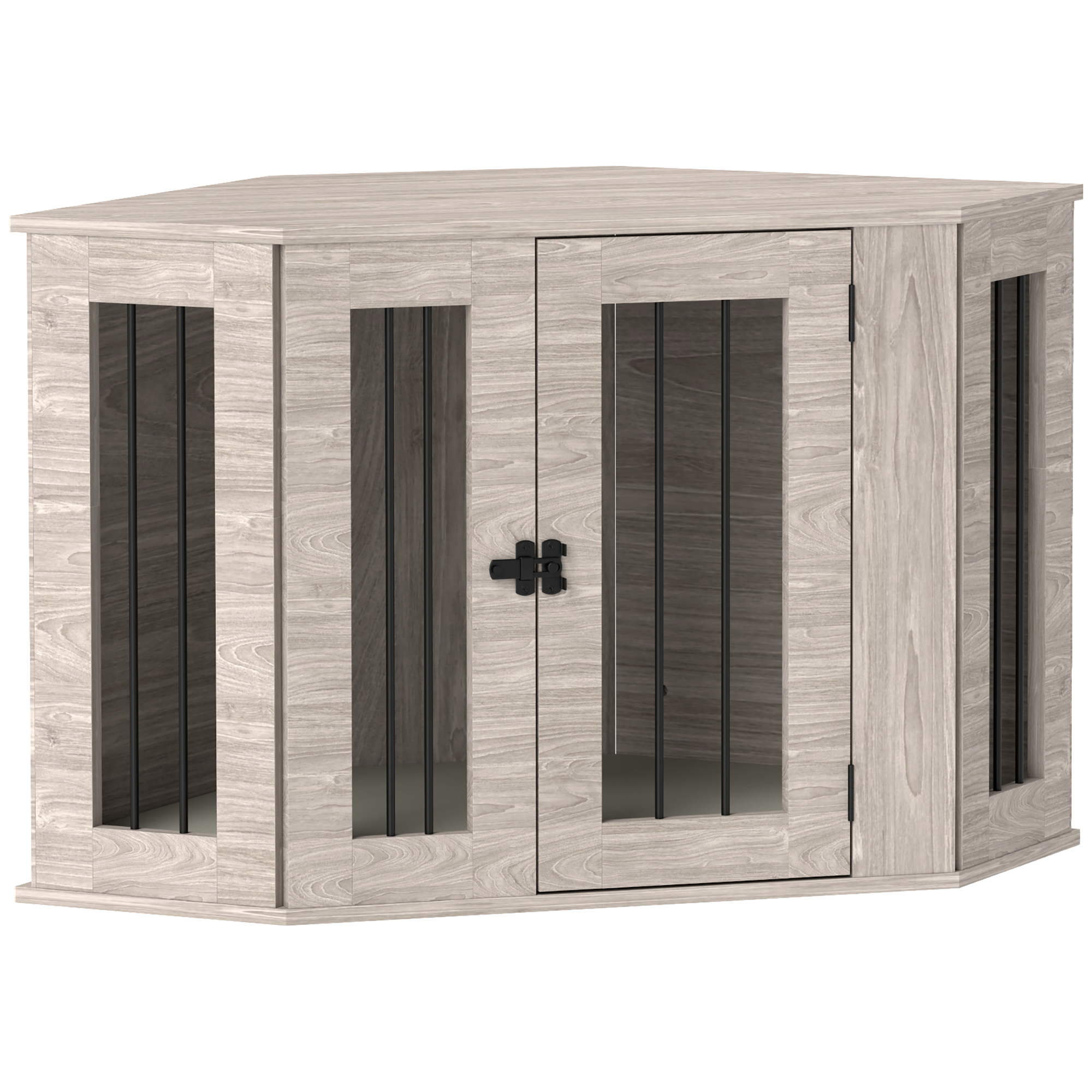 Shelley 2 in 1 Dog Crate Furniture Side Table with Cushion 104 x 55 x 63cm - Walnut - Life Essentials