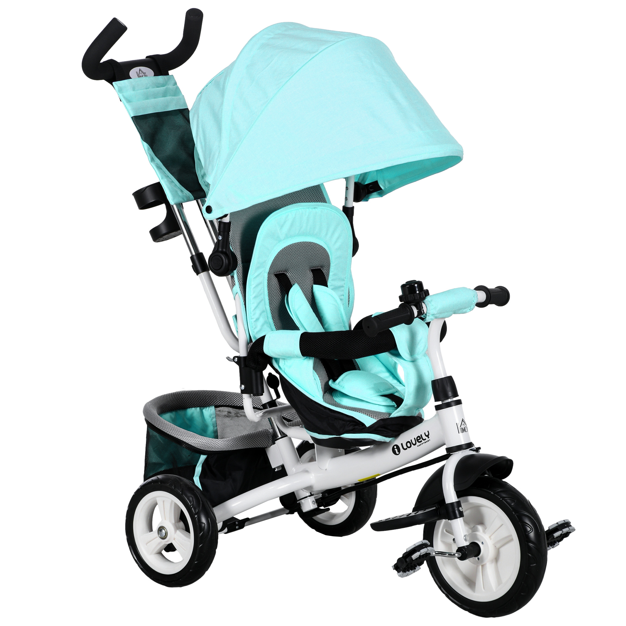 Scott 4 in 1 Kids Trike Push Bike with Push Handle and Canopy - Green - Life Essentials