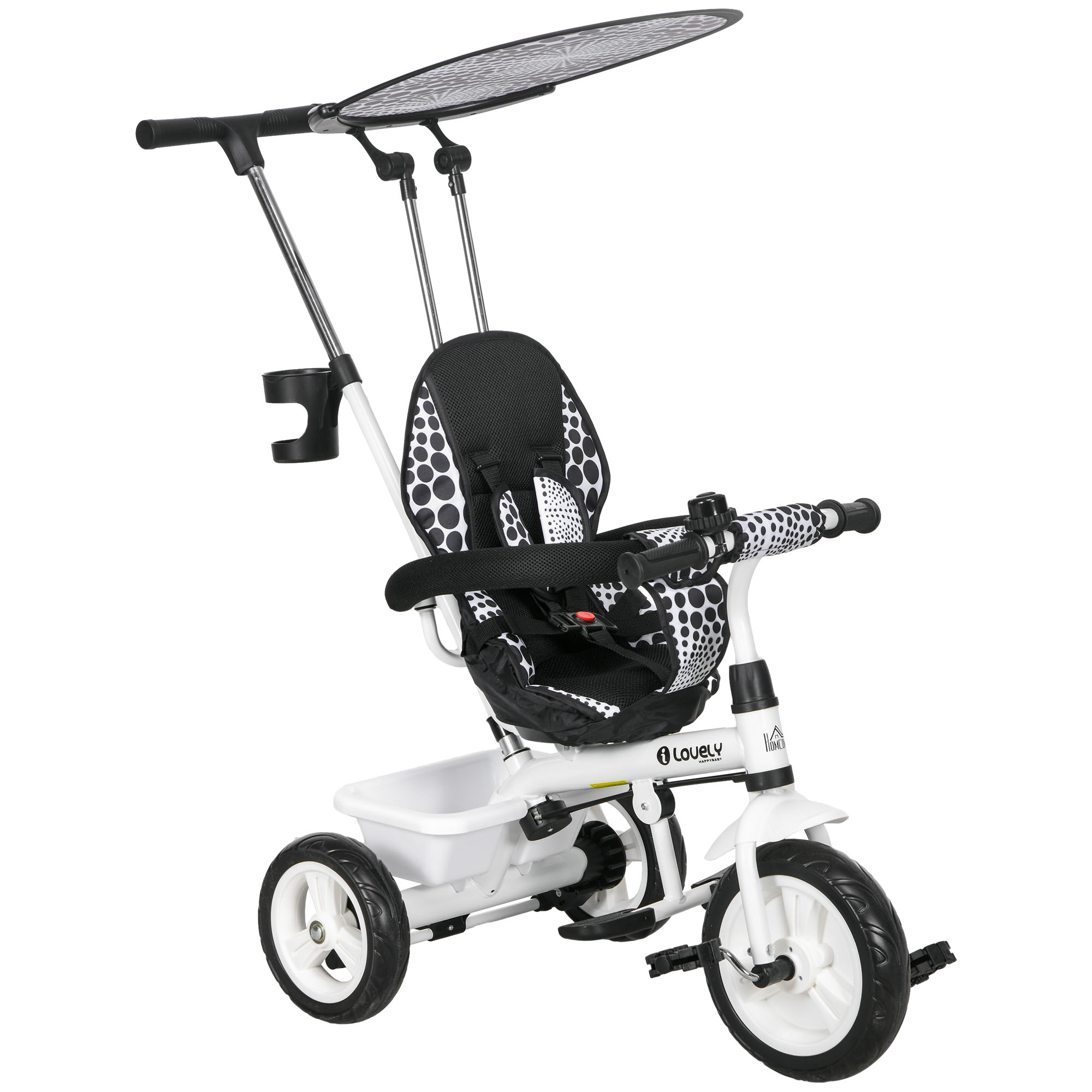Scott 4 in 1 Tricycle for Kids with 5-point Harness Straps - White - Life Essentials