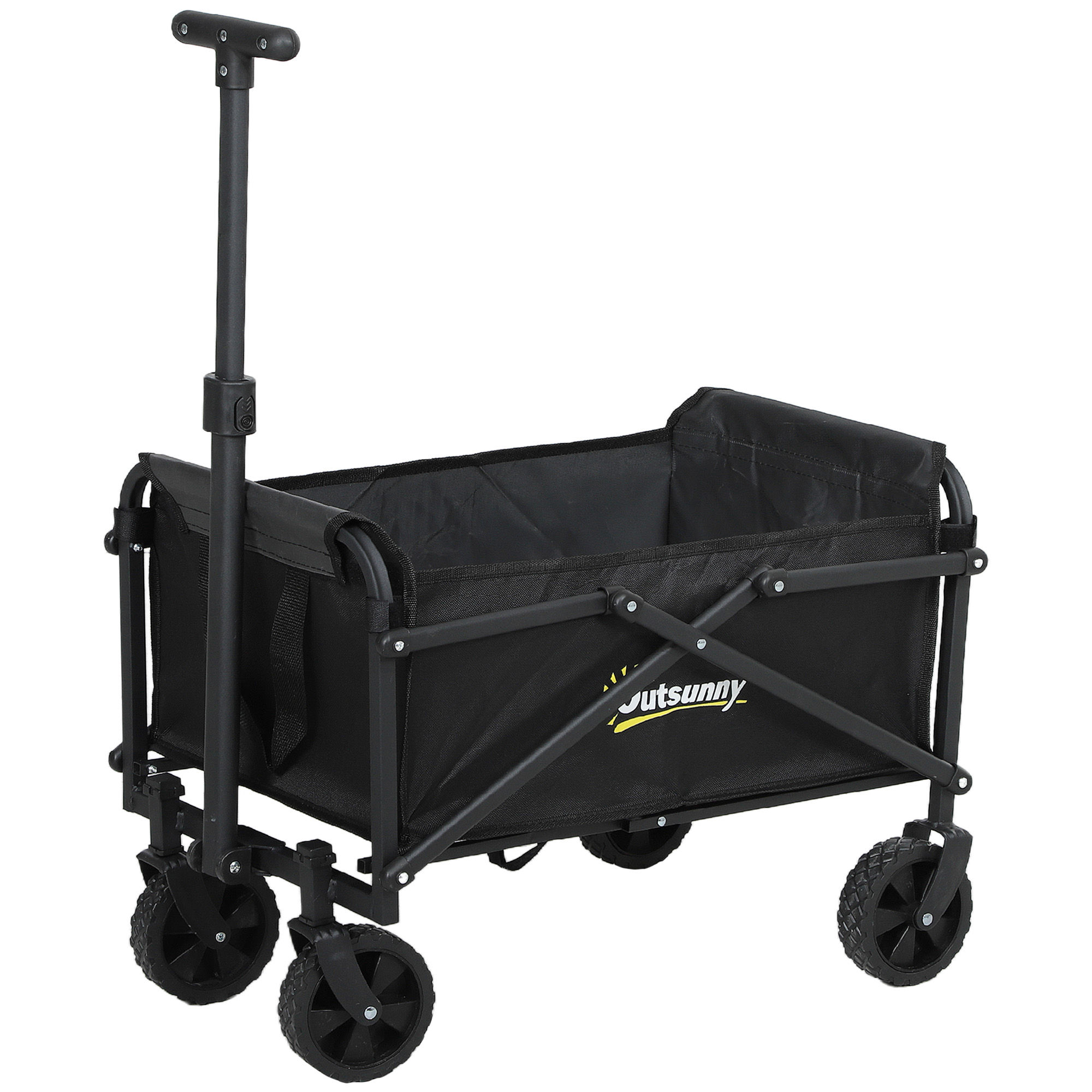 SUNVISTA 41L Festival Folding Trolley Cart with Wheels, Heavy Duty Collapsible Wagon with Handle & Bag, Black - Life Essentials