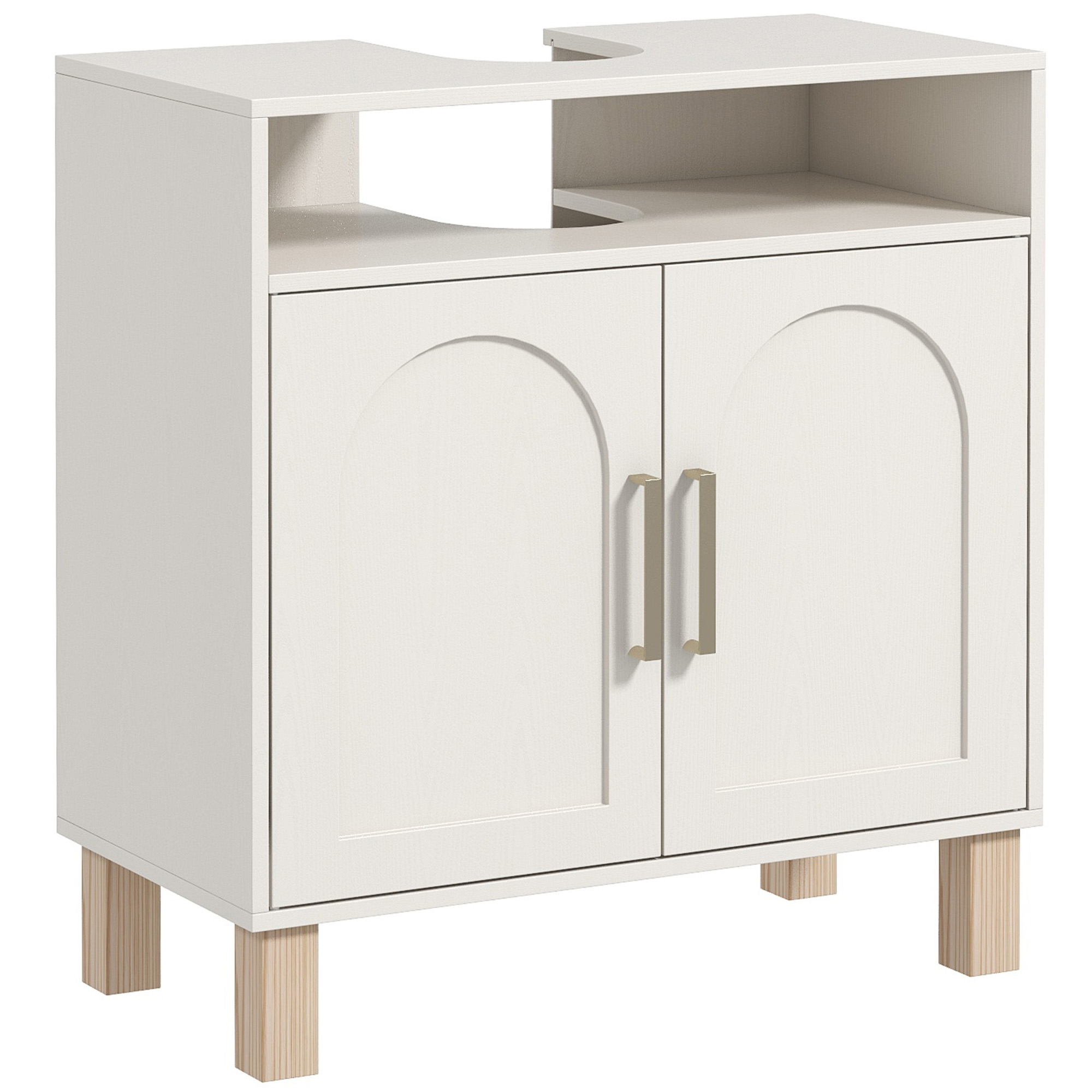 HERON Under Sink Cabinet for Basin without Pedestal - Cream White - Life Essentials