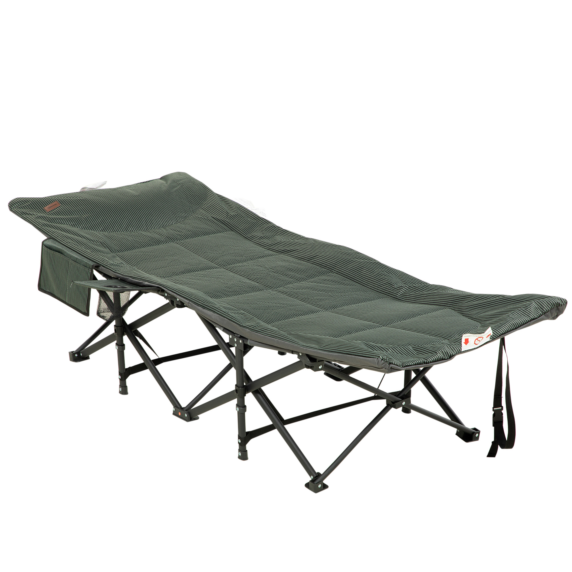 Foldable Sun Lounger, Padded Patio Camping Bed with Maximum 170° Lying Down Angle & Carry Bag, Magazine Bag, Cup Holder for Outdoor, Grey - Life 