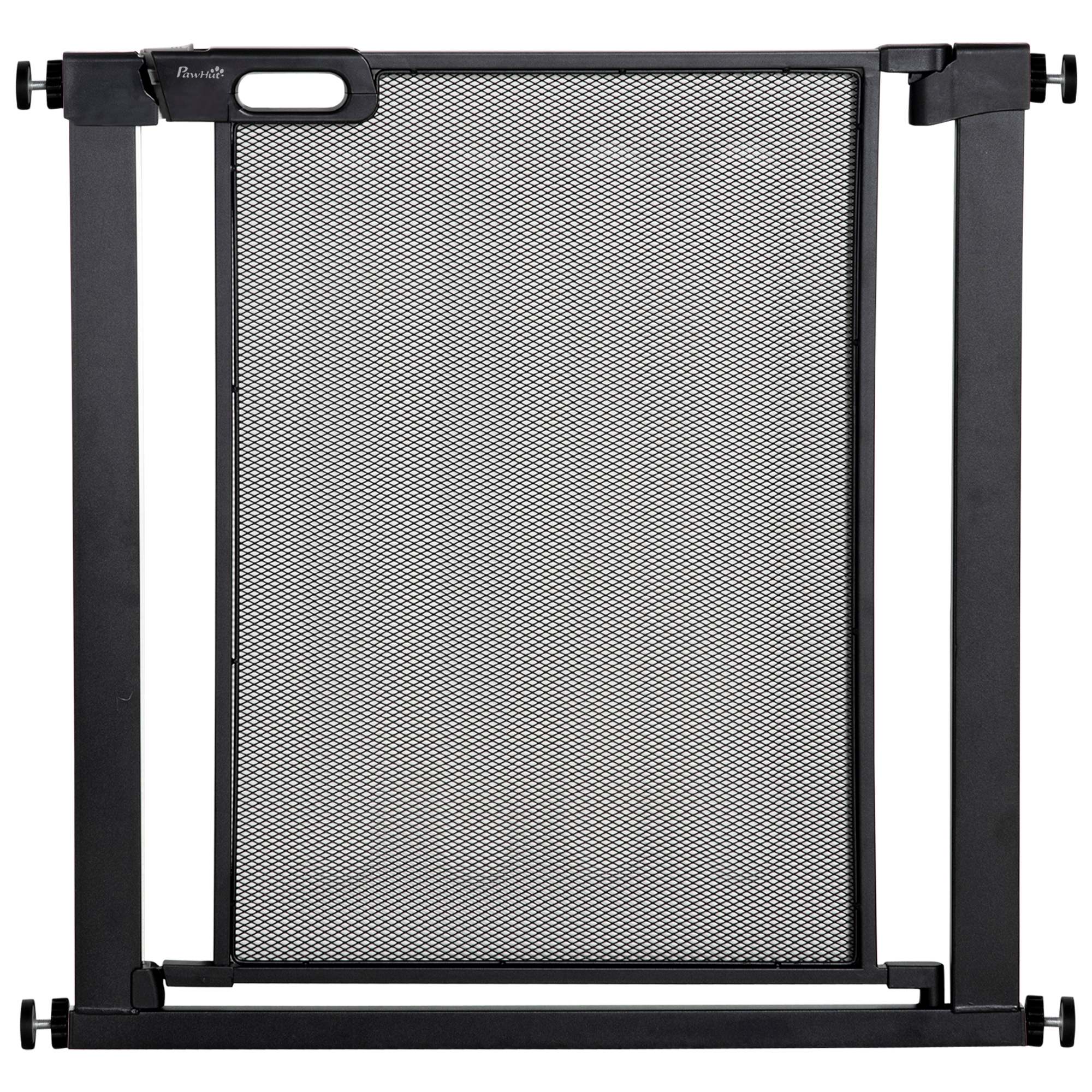 Pressure Fit Safety Gate for Doors and Stairs, Dog Gate with Auto Close, Pet Barrier for Hallways, with Double Locking Openings 75-82 cm Black - Life 