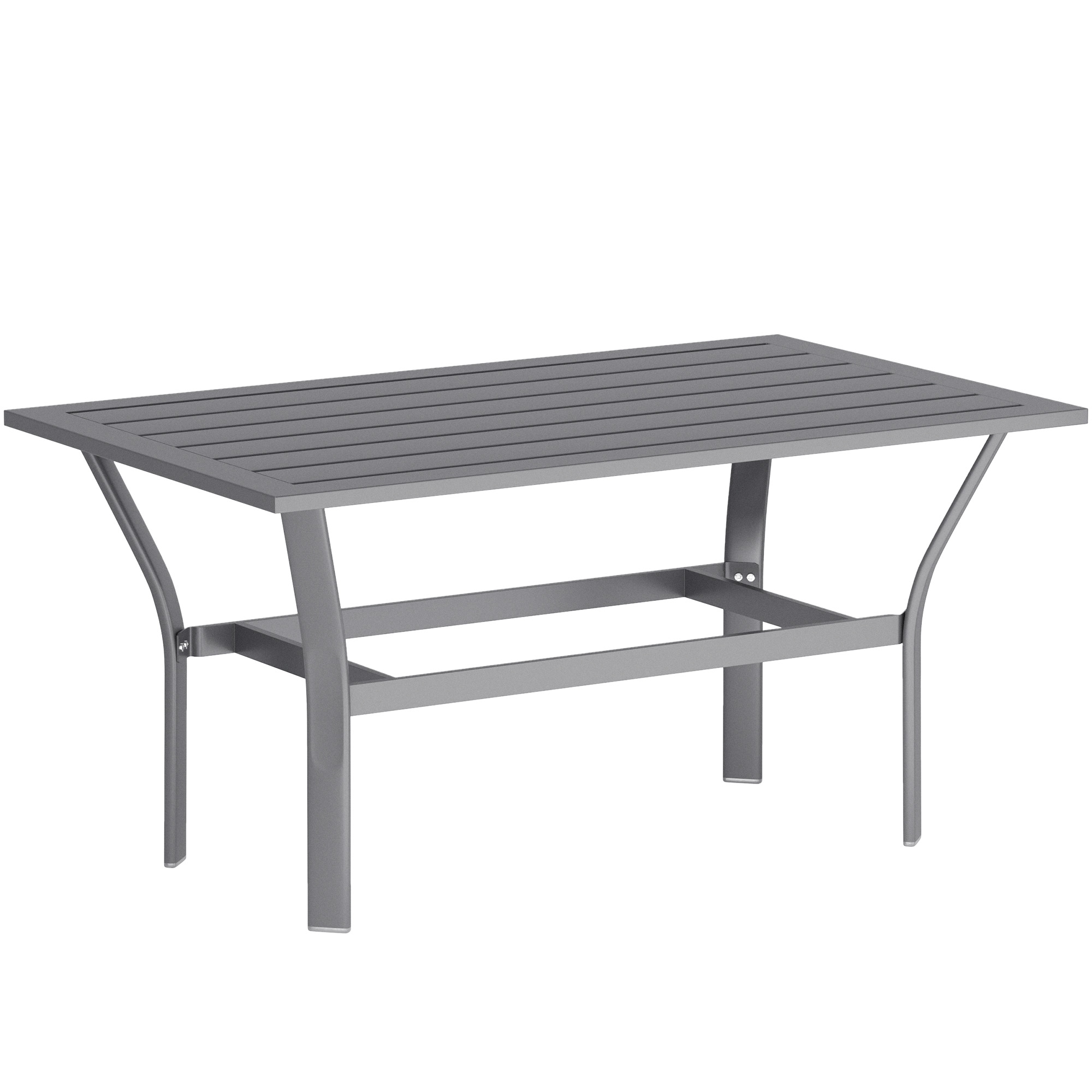 SUNVISTA Metal Outdoor Coffee Table, Slatted Top, 91.5x55x45cm, Dark Grey - Life Essentials