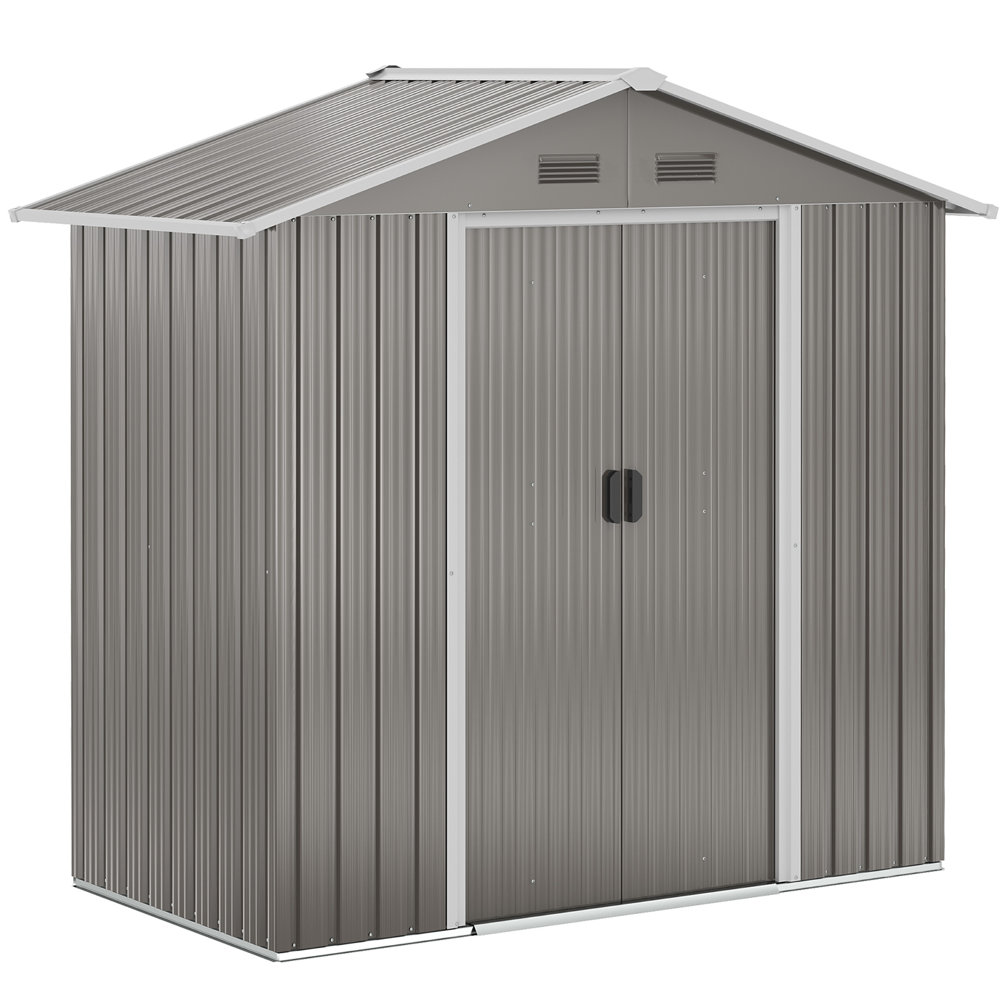 6.5ft x 3.5ft Metal Garden Storage Shed for Outdoor Tool Storage with Double Sliding Doors and 4 Vents, Grey - Life Essentials
