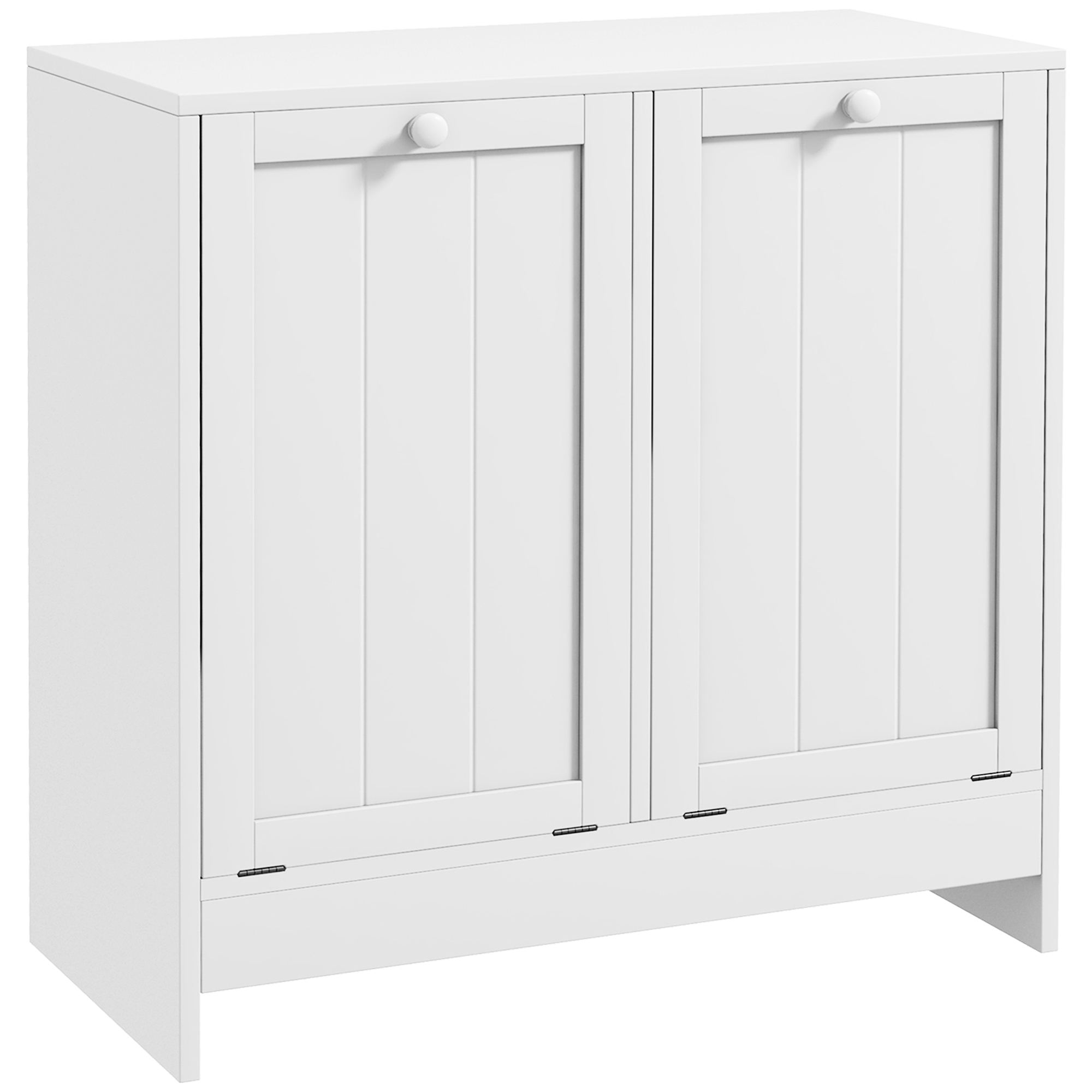 Kleankin Tilt-Out Laundry Cabinet with 2 Compartments - White - Life Essentials