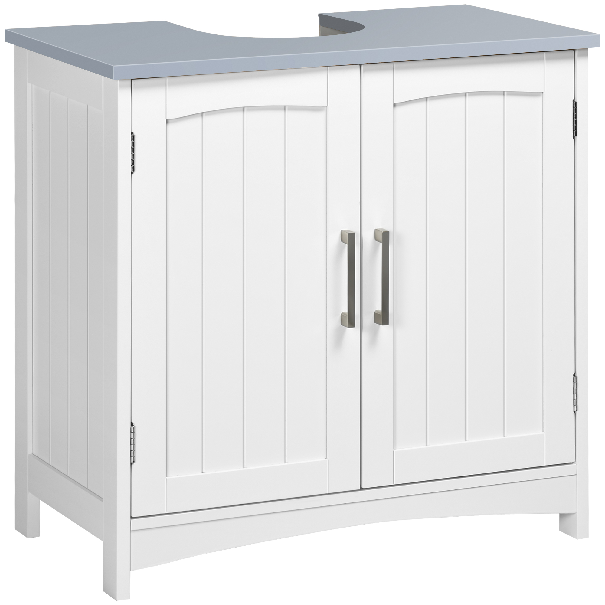 Pedestal Under Sink Cabinet with Double Doors, Modern Bathroom Vanity Unit, Storage Cupboard with Adjustable Shelves, White - Life Essentials
