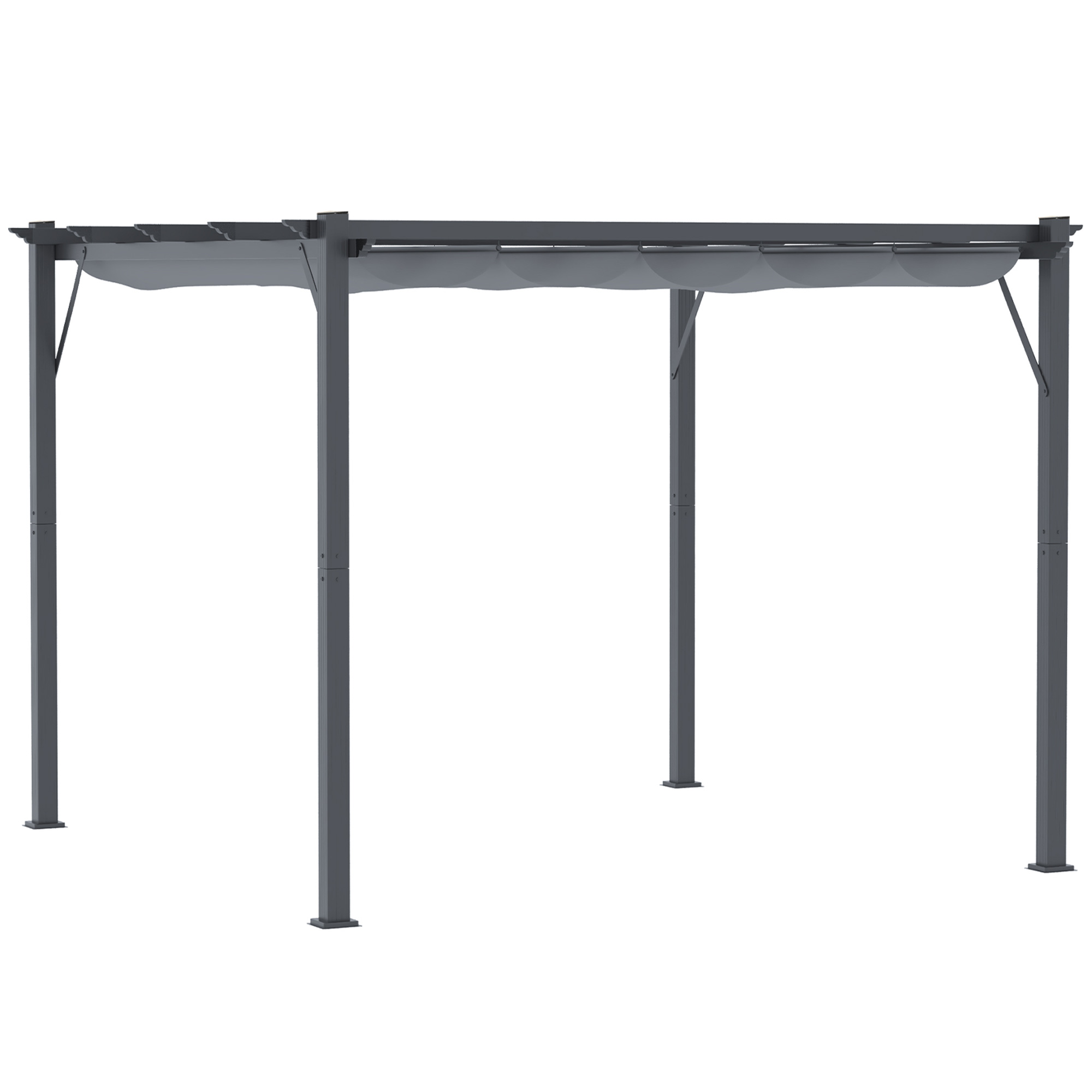 SUNVISTA 3 x 3 m Aluminum Gazebo, with Retractable Roof - Grey - Life Essentials