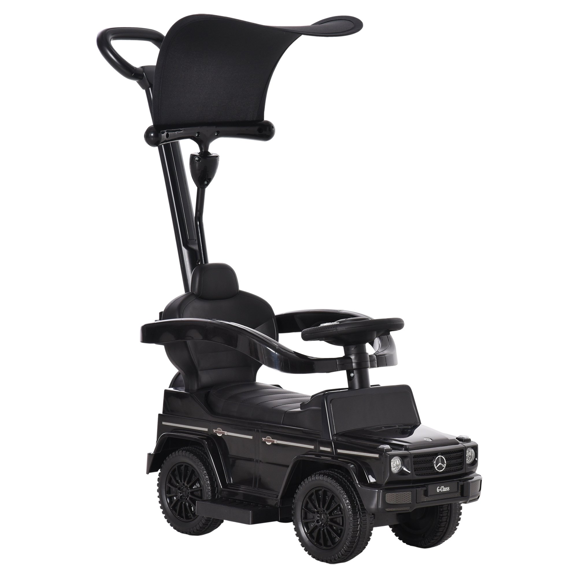 Mercedes-Benz G350 Ride-On Push Along Car Sliding Walker Foot to Floor Slider Stroller Toddler Vehicle Push-Along with Steering Wheel Black - Life 