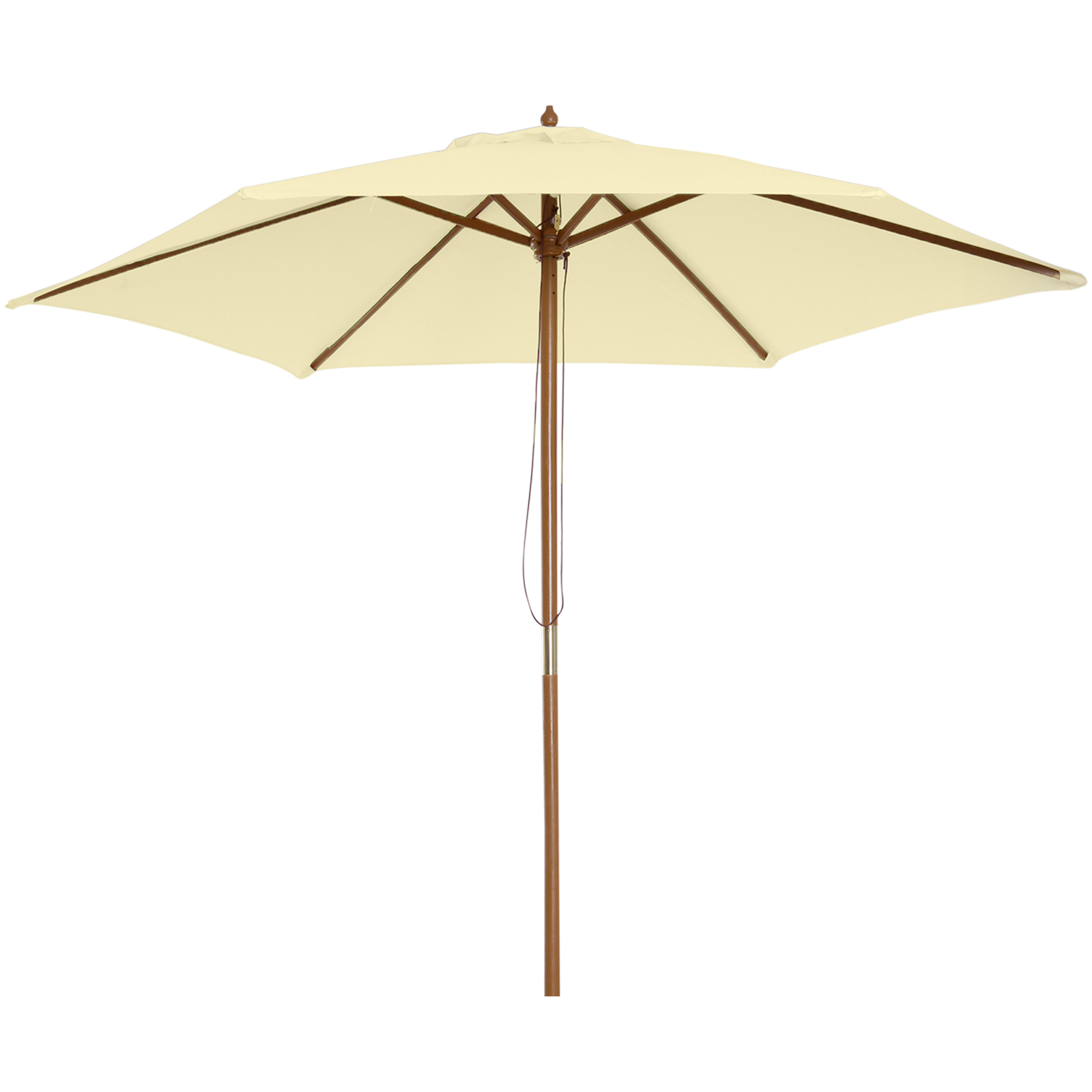 2.5m Wood Wooden Garden Parasol Sun Shade Patio Outdoor Umbrella Canopy New(Beige) - Life Essentials