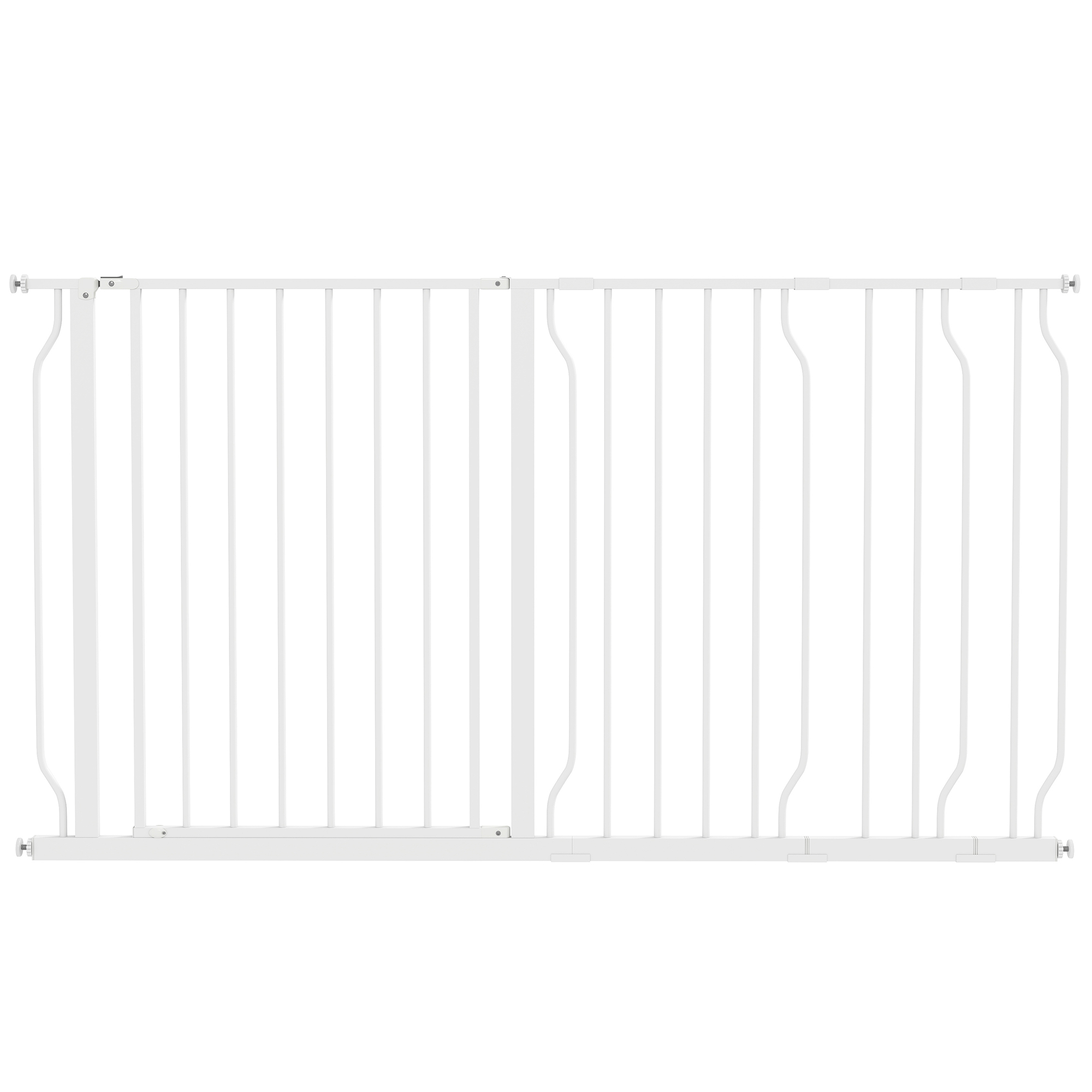 Dog Gate Extra Wide Stairway Gate for Pet with Door, 76H x 75-145Wcm, White - Life Essentials