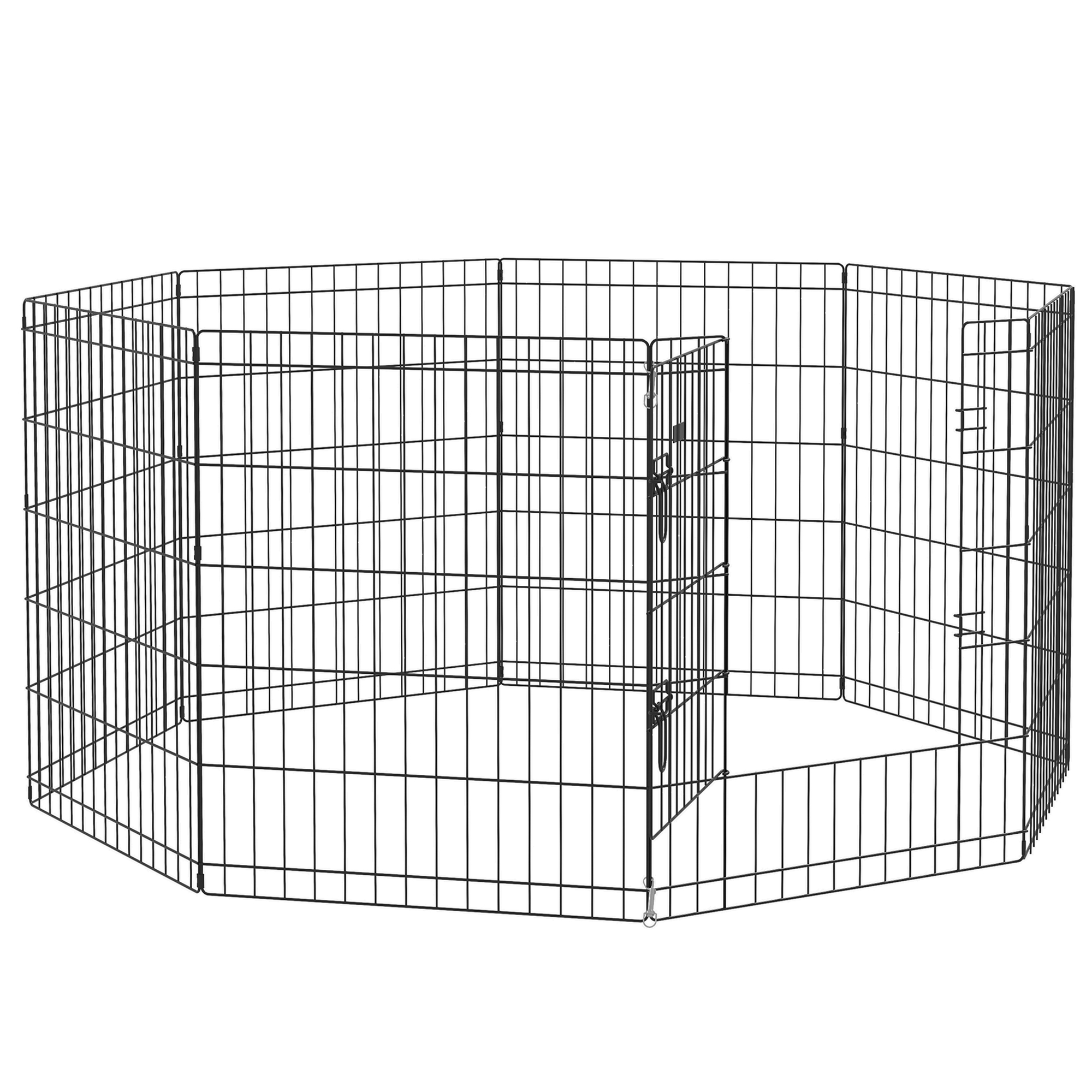 Shelley 8 Panel DIY Dog Pen with Door for Small Animals 61cm High - Black - Life Essentials