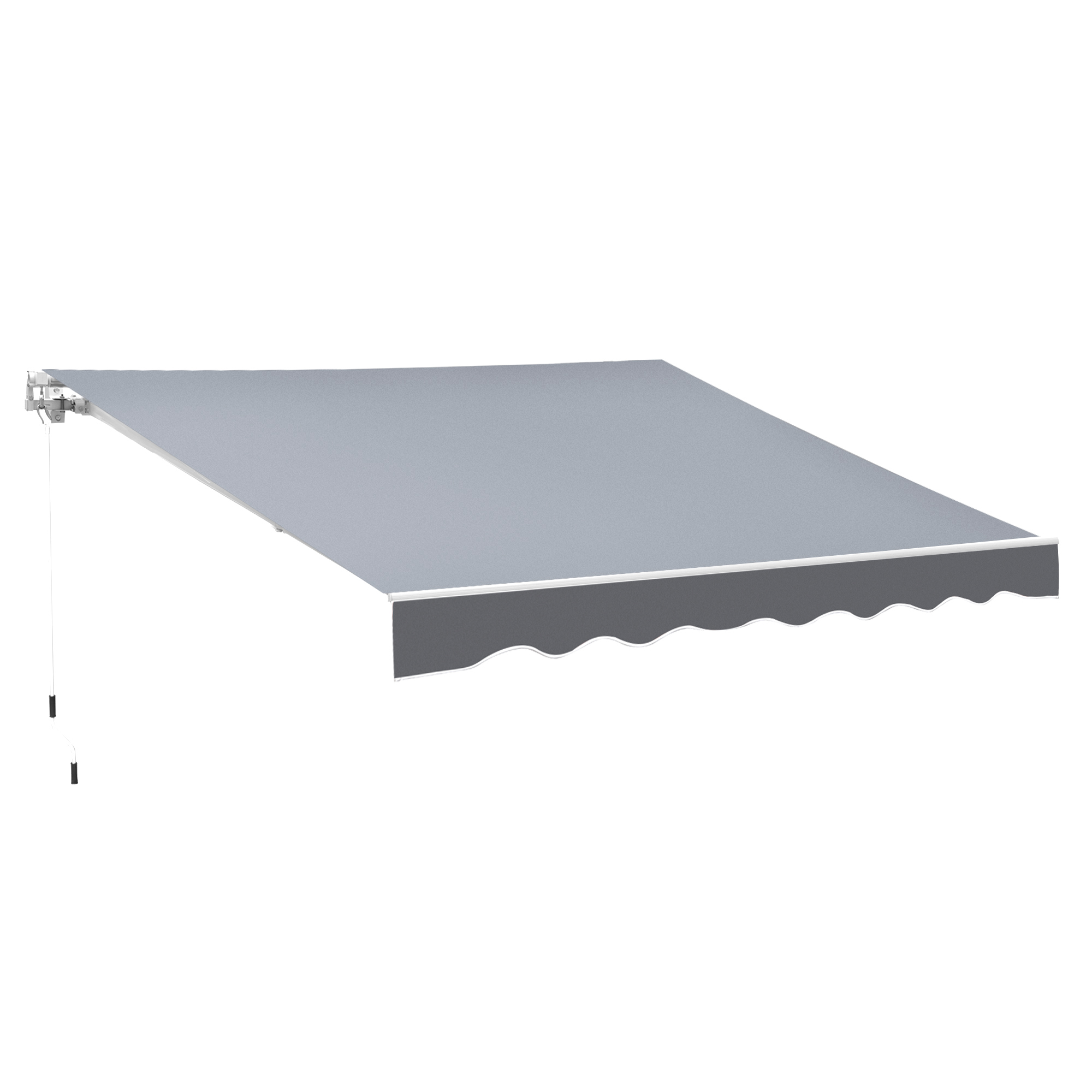 2.5m x 2m Garden Patio Manual Awning Canopy Sun Shade Shelter Retractable with Winding Handle Grey - Life Essentials