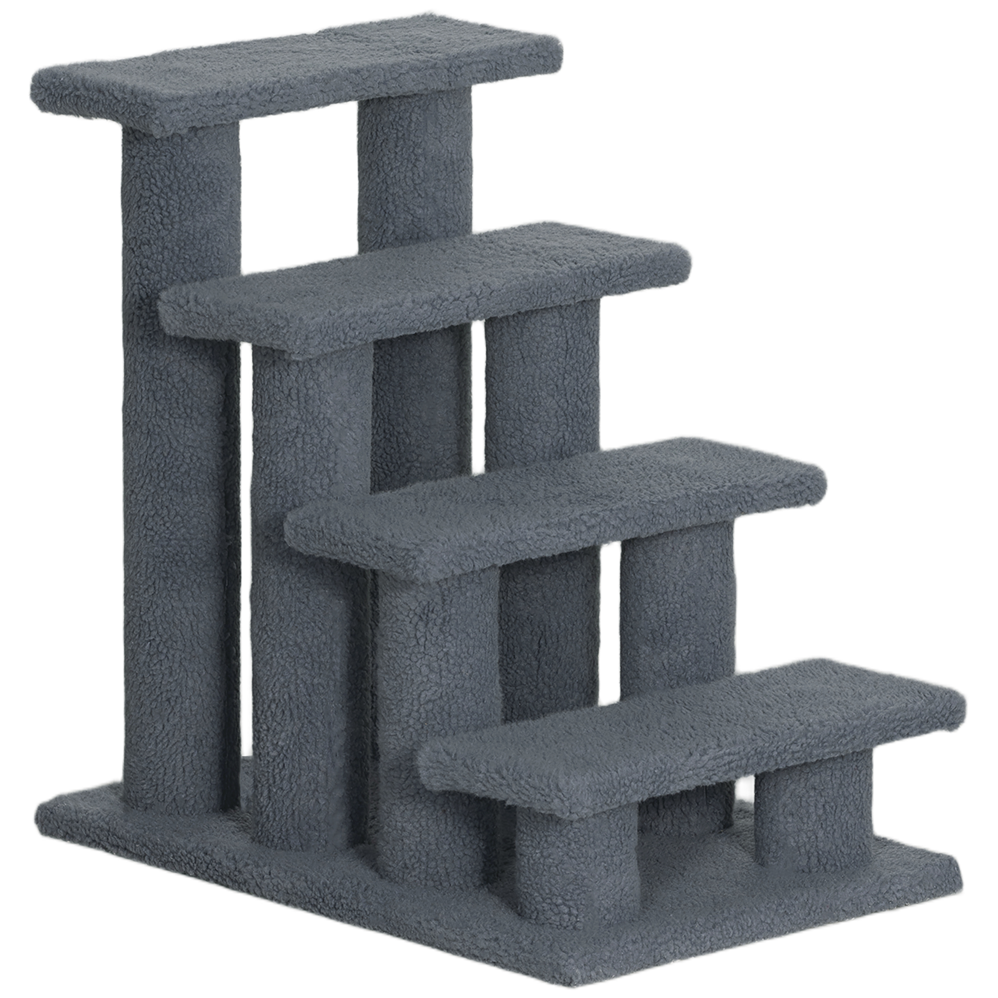 Pet Stairs 4 Steps for Sofa Tall Bed Dog Cat Little Older Animal Climb Ladder Portable Pet Access Assistance 63.5x43x60cm Grey - Life Essentials