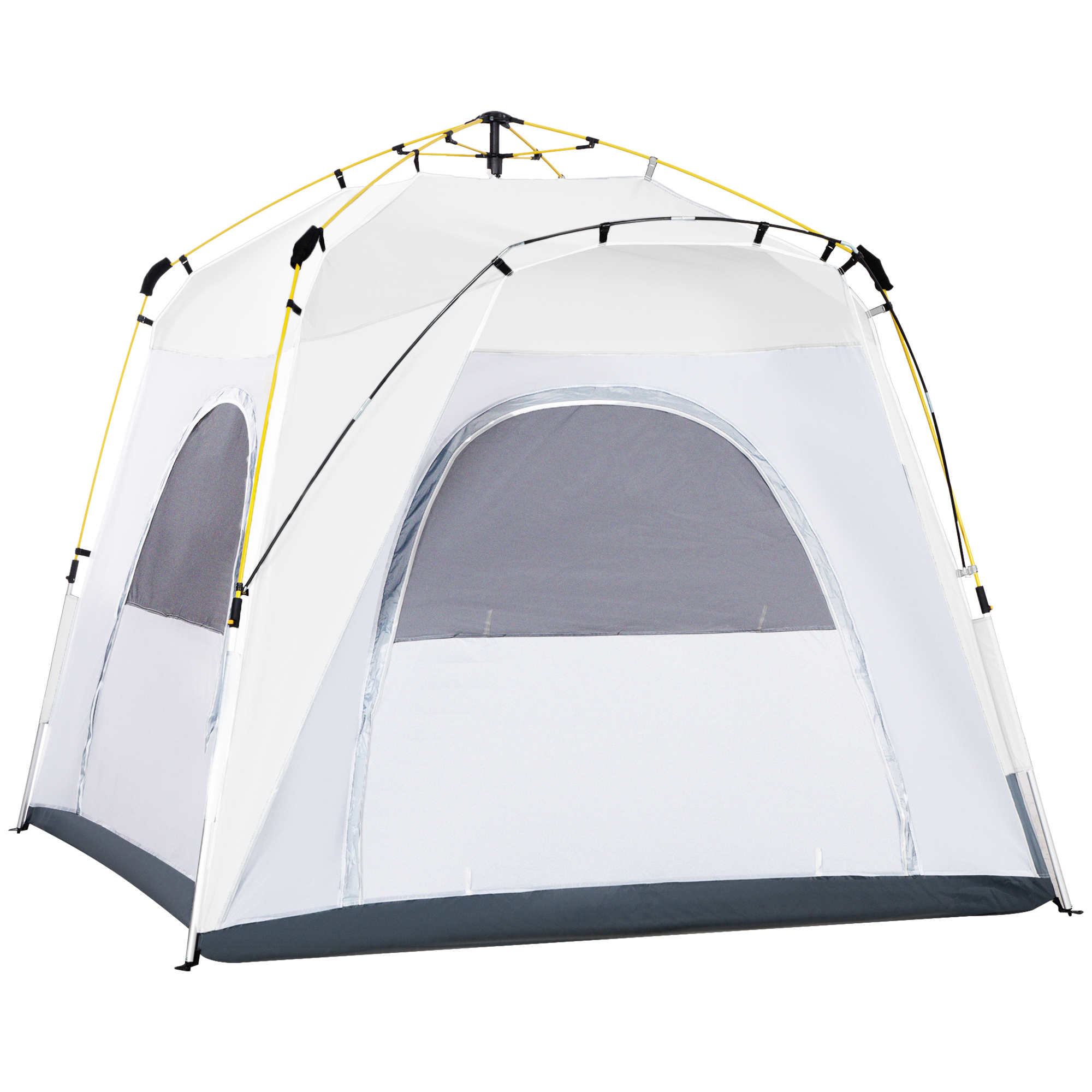 4 Person Automatic Camping Tent, Outdoor Pop Up Tent, Portable Backpacking Dome Shelter, Light Grey - Life Essentials