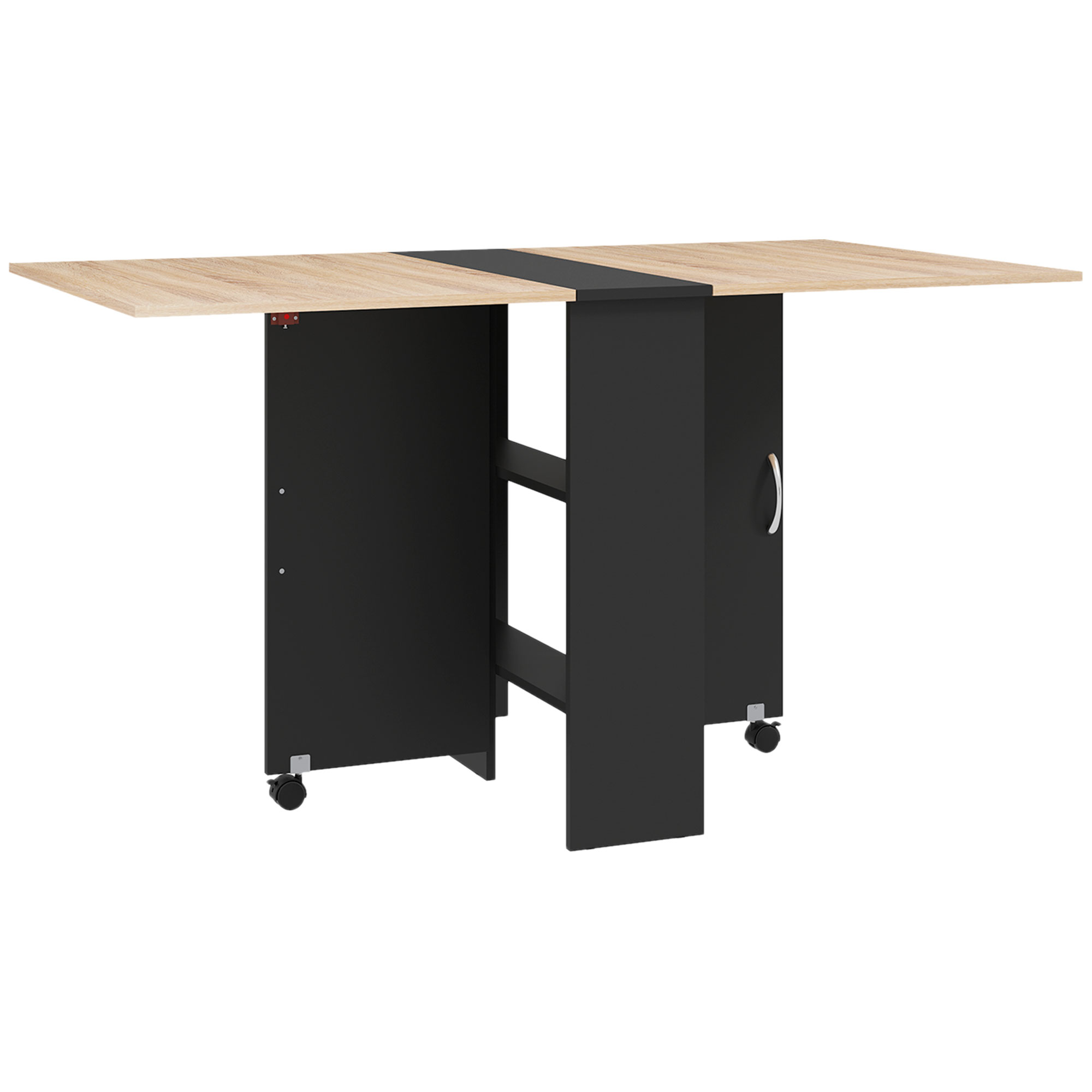 Scott Folding Dining Table with 2-Tier Shelves - Oak Tone - Life Essentials