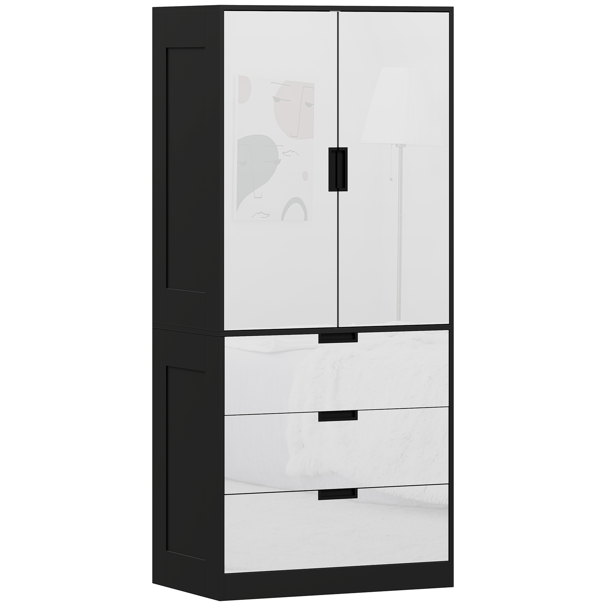 Wardrobe - SERENA 2 Door Wardrobe Gloss White 80cm - Life Essentials