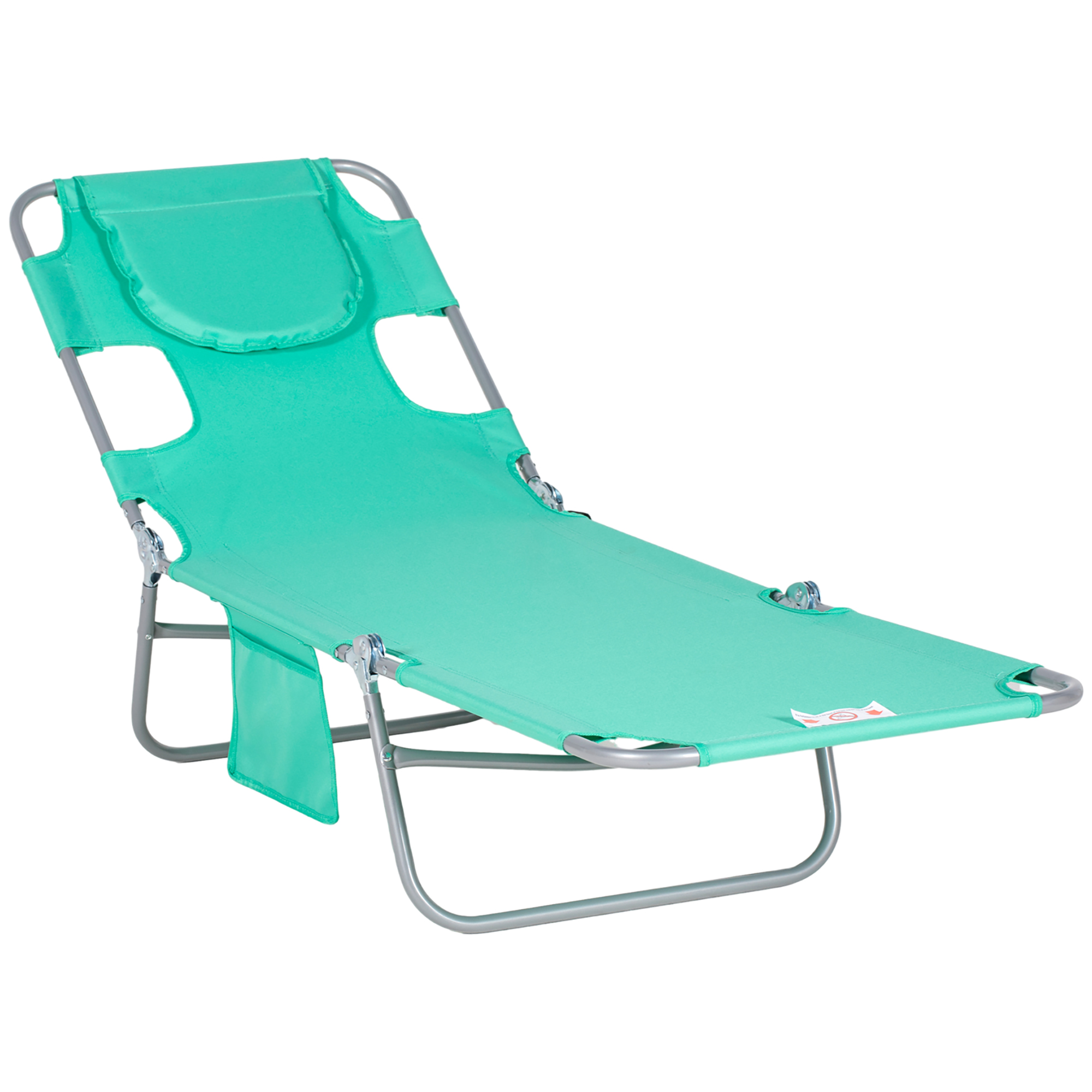 Beach Chaise Lounge with Face Cavity & Arm Slots, Portable Sun Lounger, Reclining Lounge Chair for Patio Garden Beach Pool, Green - Life Essentials