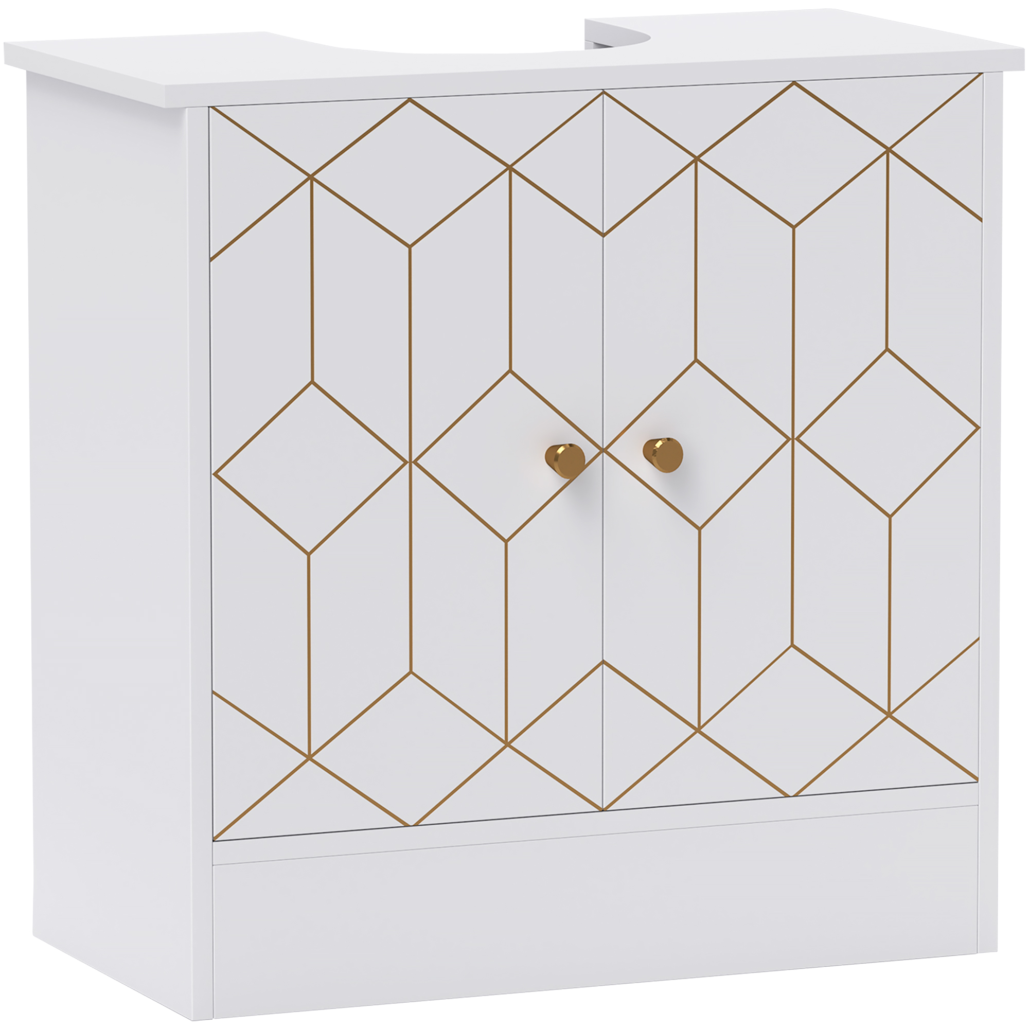 HERON Under Sink Bathroom Cabinet with Shelf & Open Storage, 60x30x60cm, White - Life Essentials