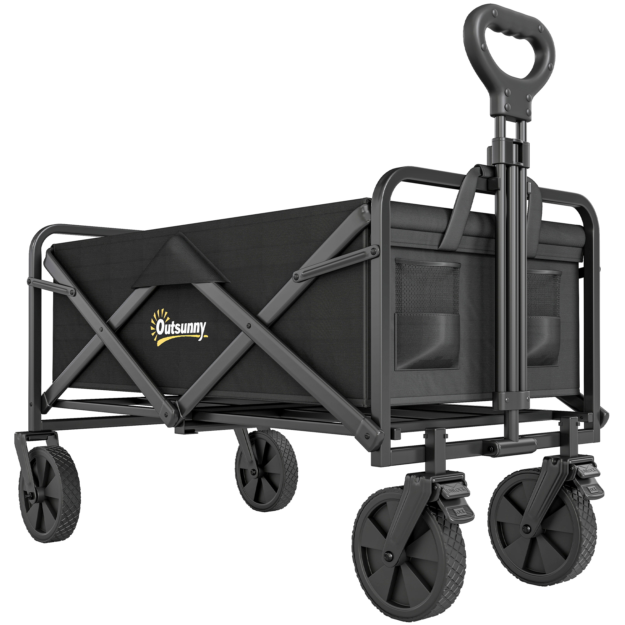 Jones Pull Along Folding Wagon Cargo Trolley - Black - Life Essentials