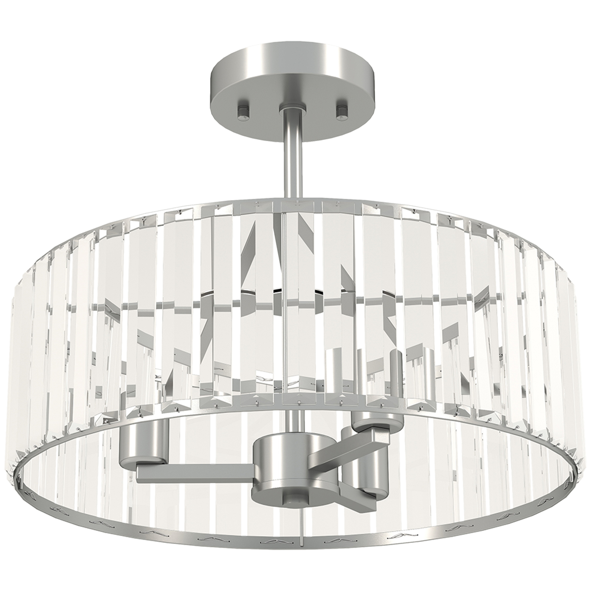 HERON Crystal Ceiling Light Fixture Semi Flush Mount Chandelier E14 3 Lights - Silver Tone - Life Essentials
