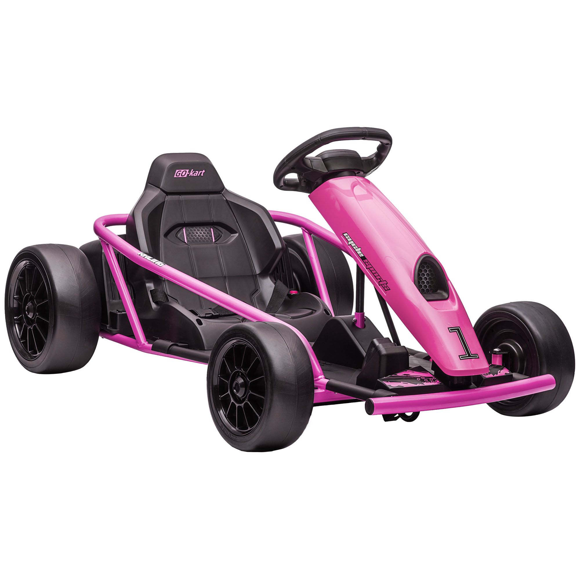 24V Electric Go Kart for Kids, Drift Ride-On Racing Go Kart with 2 Speeds, for Boys Girls Aged 8-12 Years Old, Pink - Life Essentials