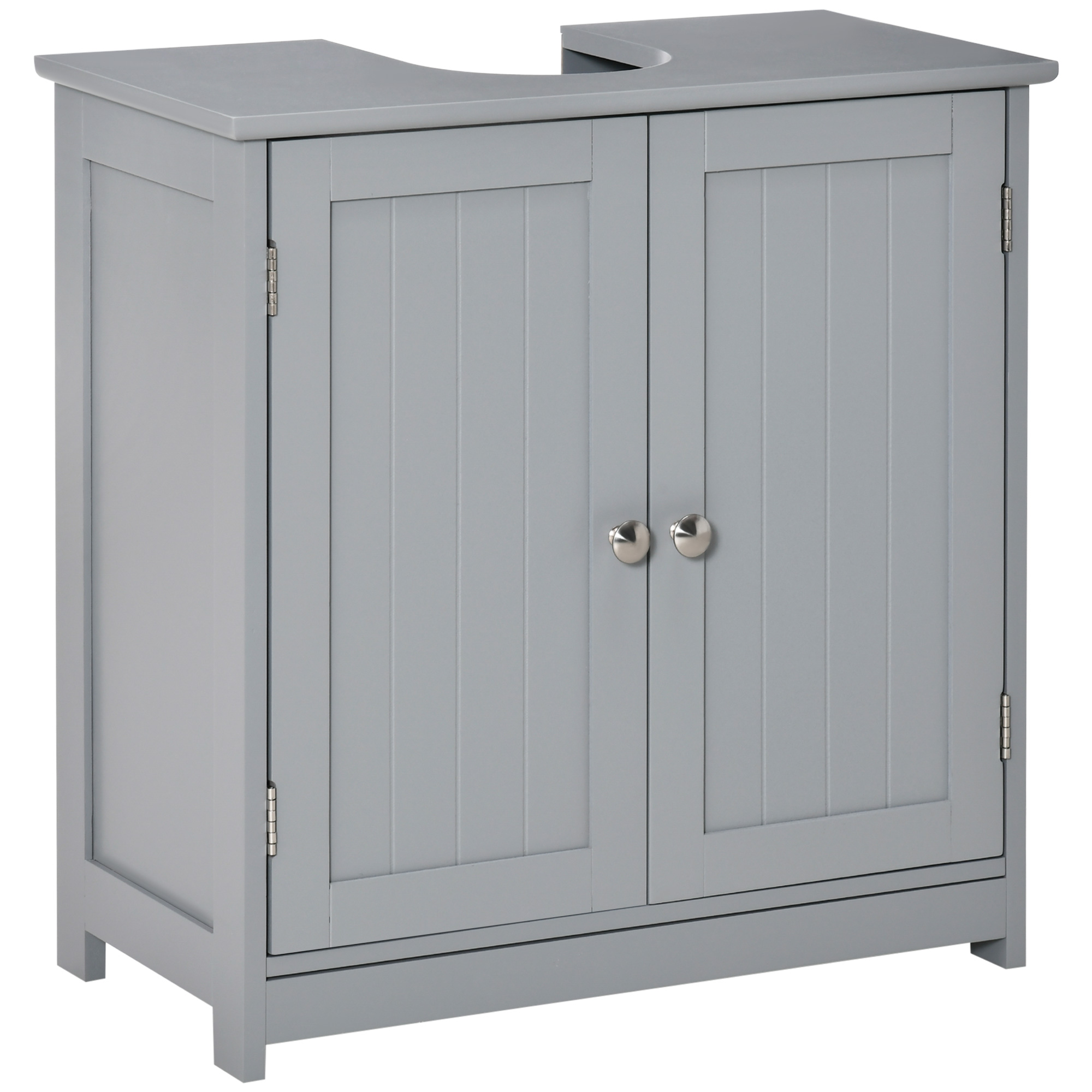 60x60cm Under-Sink Storage Cabinet w/ Adjustable Shelf Handles Drain Hole Bathroom Cabinet Space Saver Organizer Grey - Life Essentials