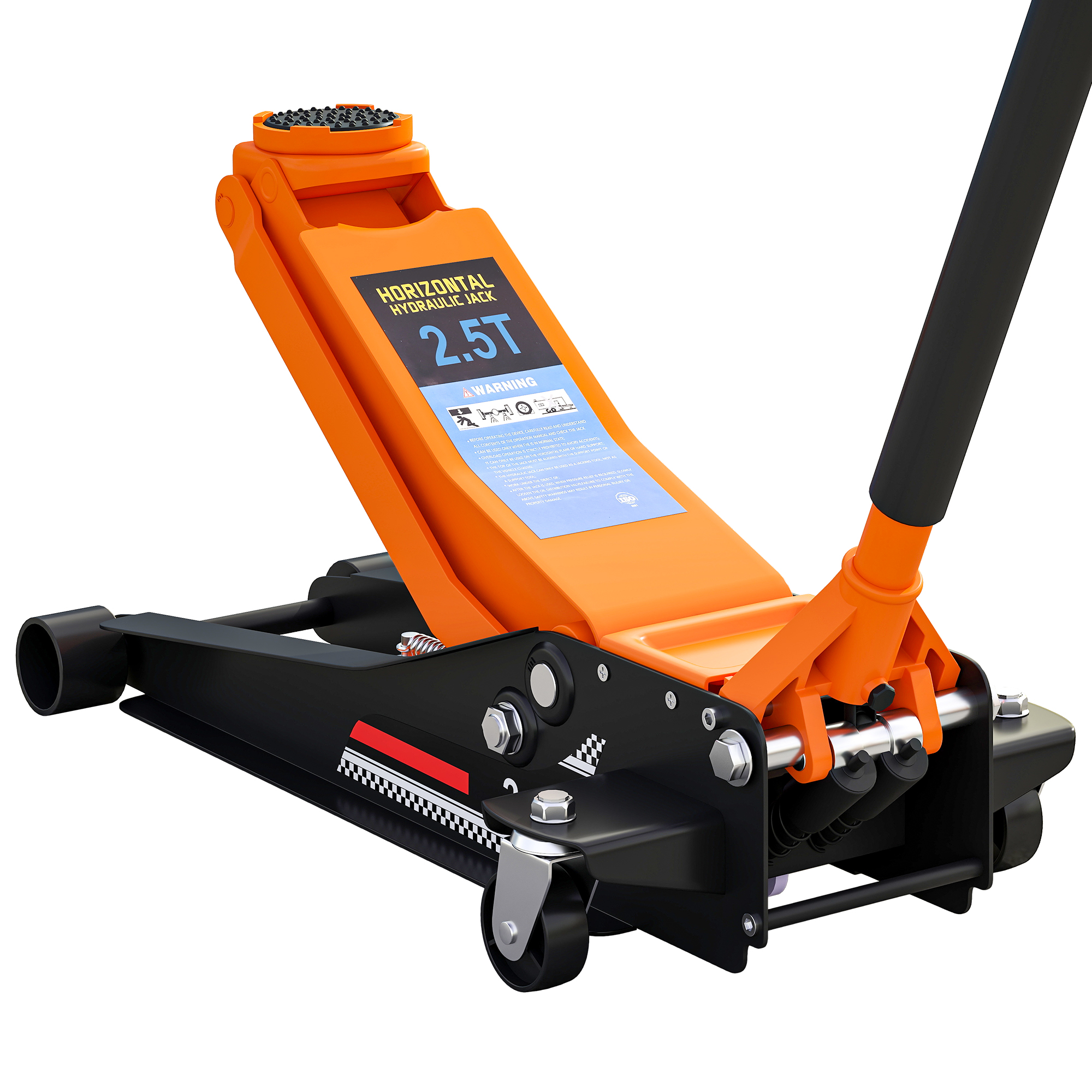 HERON 2.5 Ton Hydraulic Low Profile Floor Jack 7.5 47cm Lifting Range - Orange - Life Essentials