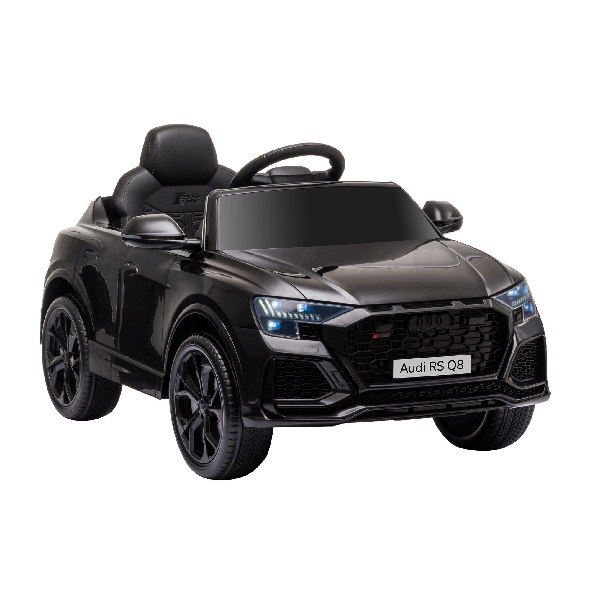 Compatible 6V Battery-powered Kids Electric Ride On Car Audi RS Q8 Toy with Parental Remote Control Music Lights USB MP3 Bluetooth Black - Life 