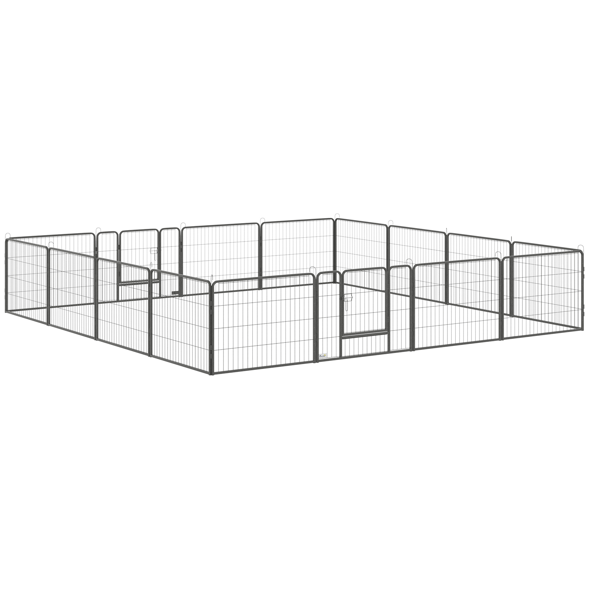 Heavy Duty Dog Pen with 2 Doors, 16 Panels Dog Playpen, Portable Puppy Pen for Indoors, Outdoors, 60H cm - Life Essentials