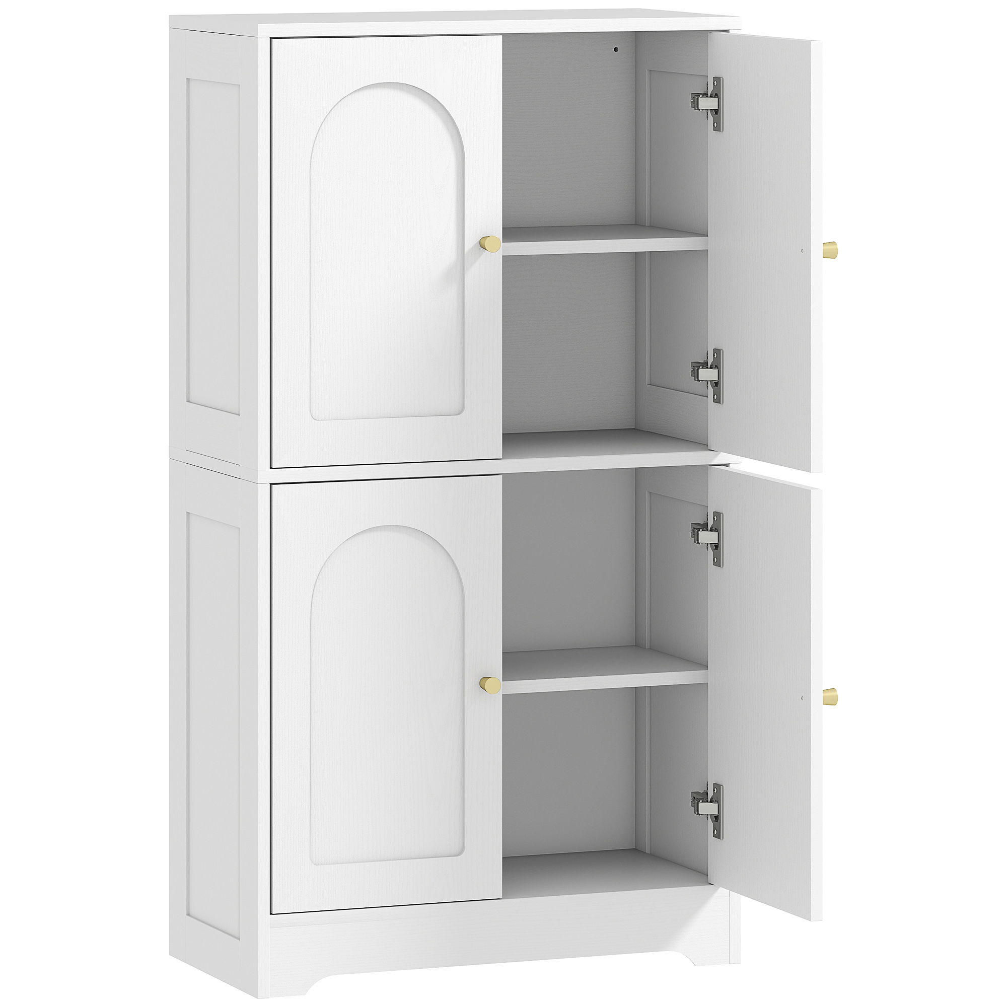 HERON 4 Door Kitchen Storage Cabinet Adjustable Shelves - White - Life Essentials