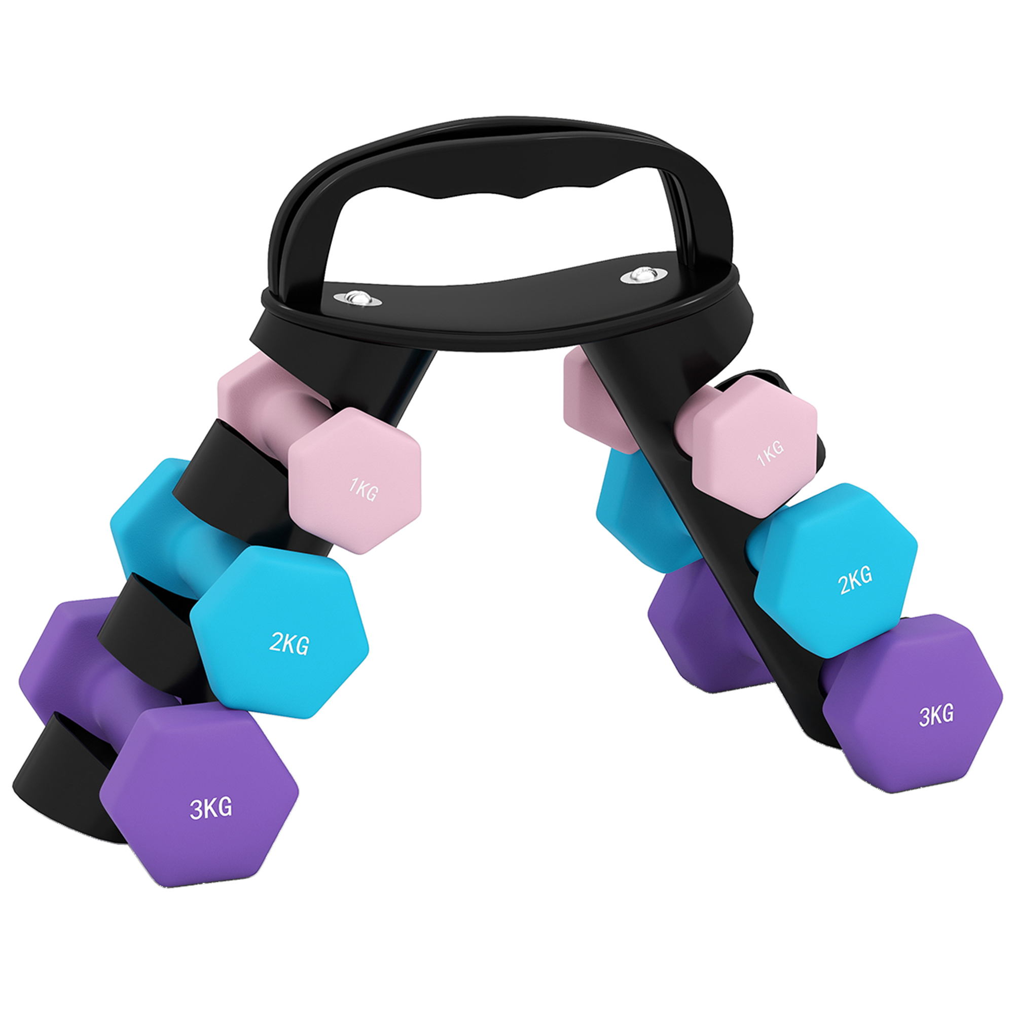SPORTEDGE Dumbbells Set Storage Rack 2x1kg 2x2kg 2x3kg - Pink - Life Essentials