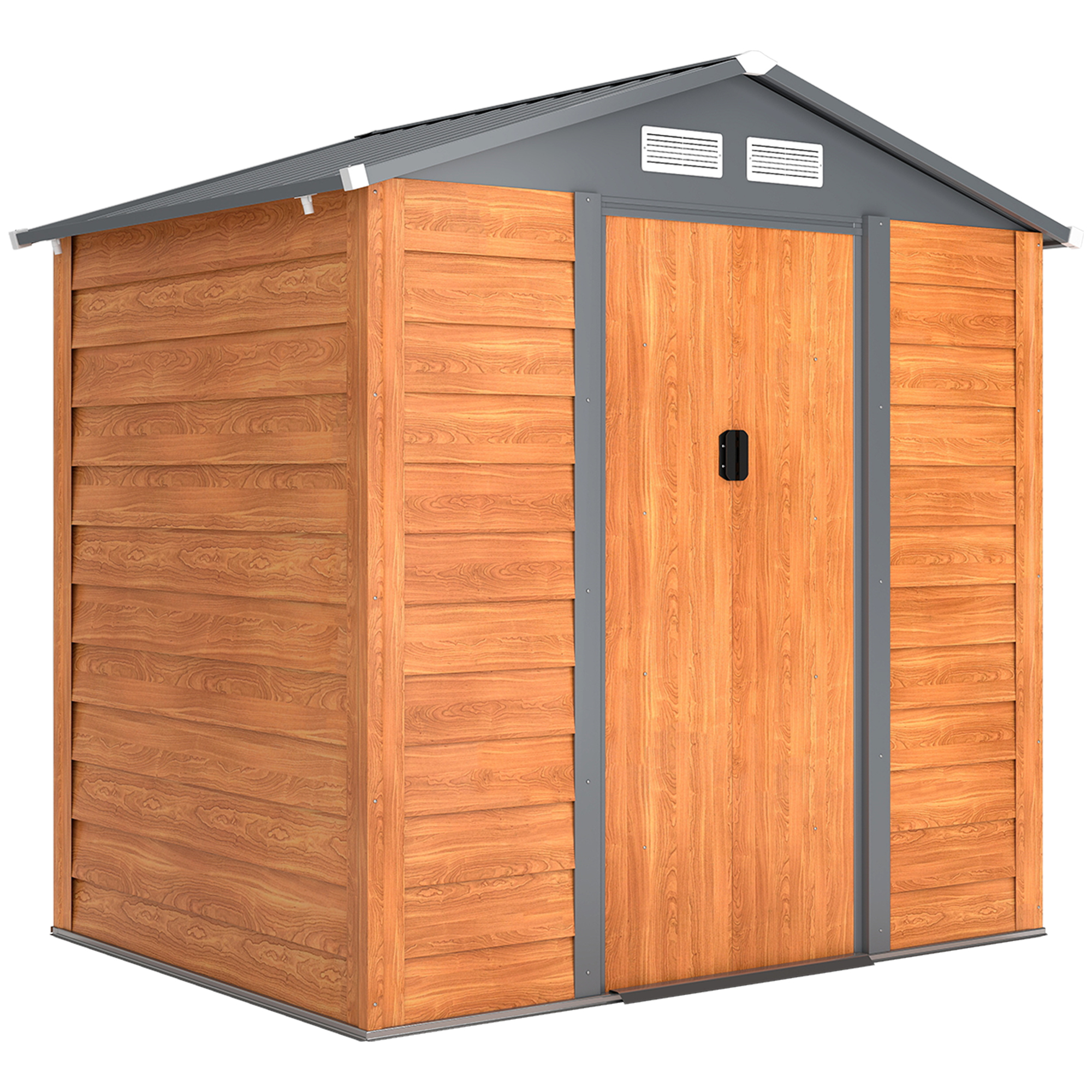 6 x 5 ft Garden Storage Shed Apex Store for Gardening Tool with Foundation and Ventilation, Brown - Life Essentials