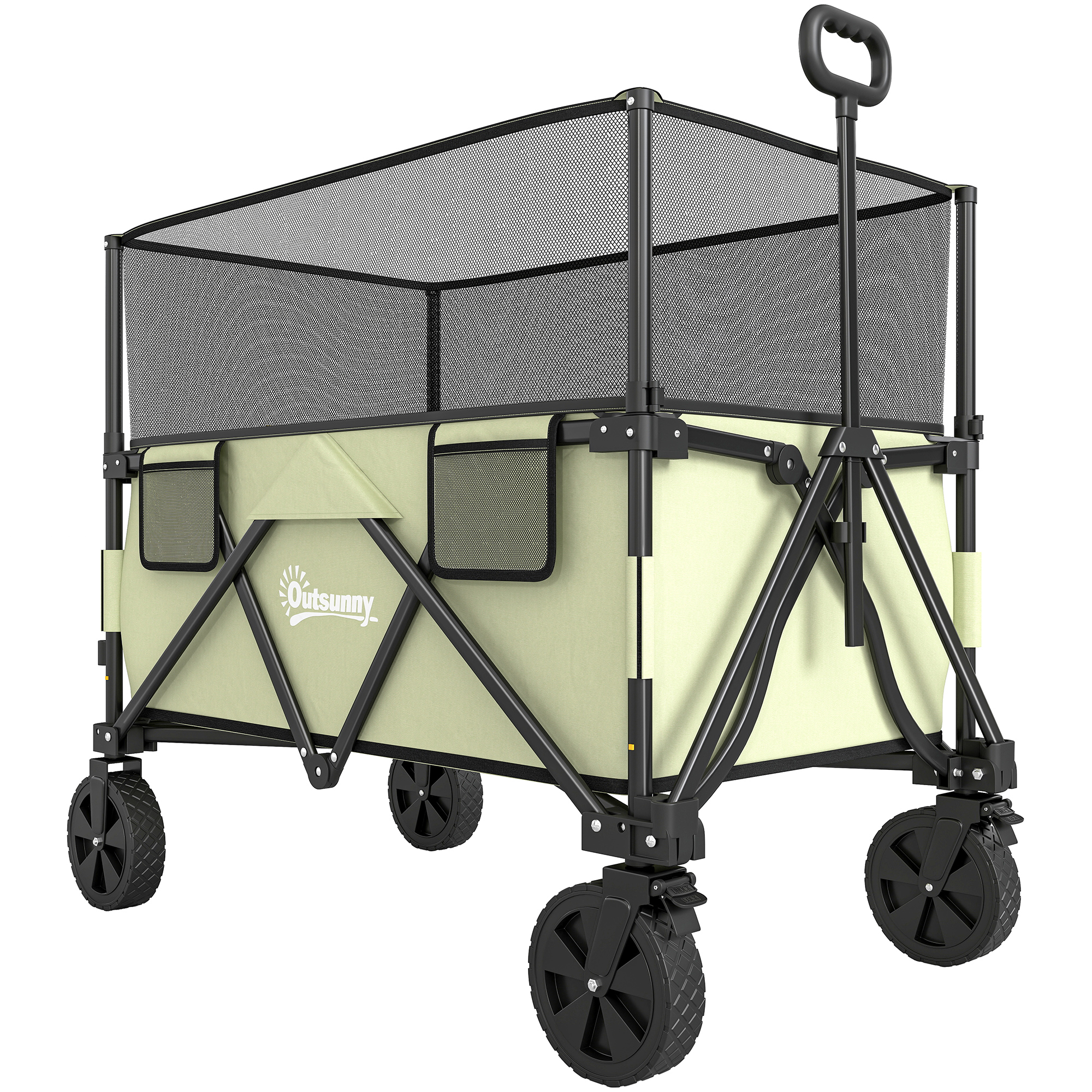 Jones Folding Trolley Wagon Cart for Beach and Camping - Khaki - Life Essentials