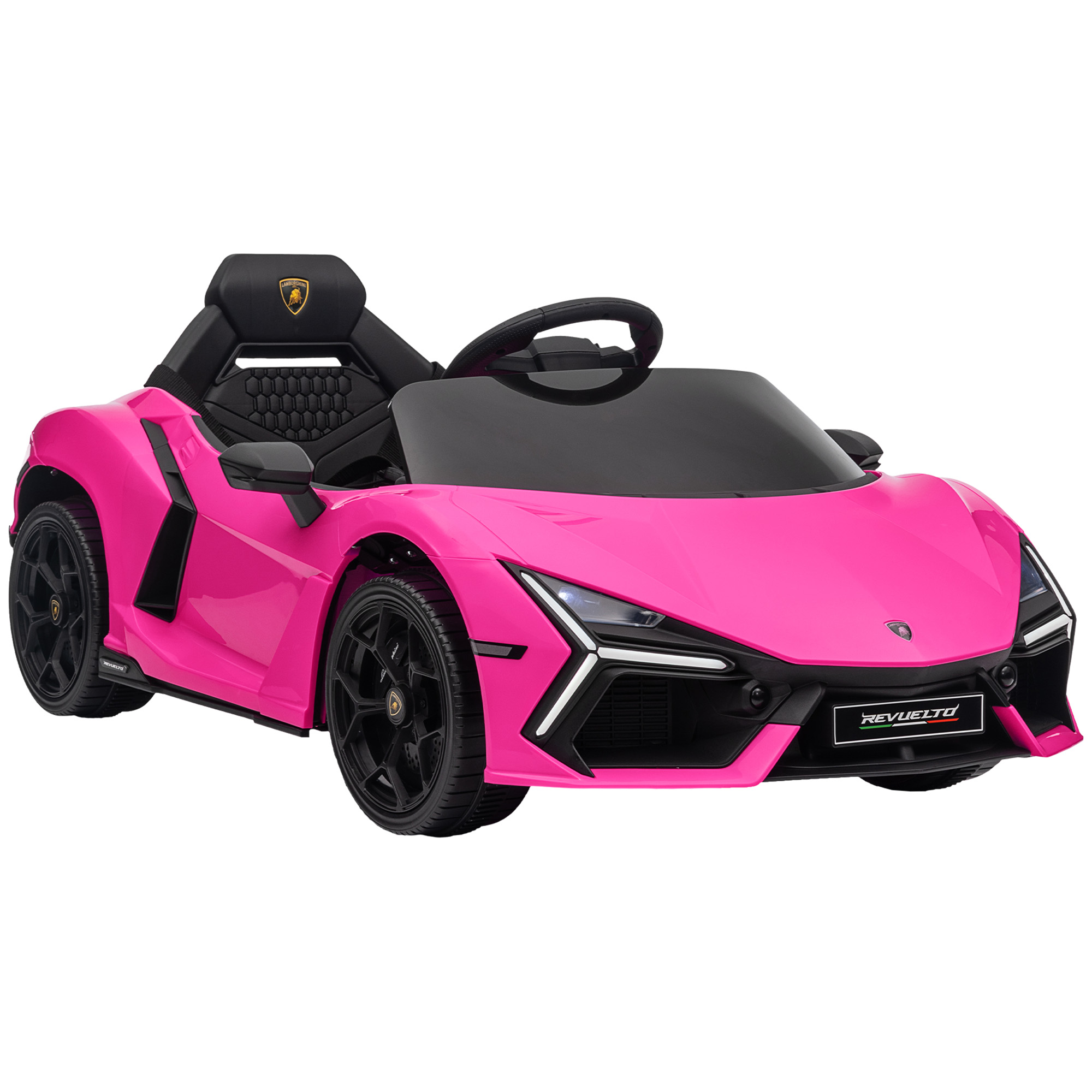 AIVAGO Lamborghini Revuelto Licensed 12V Ride on Car w/ Butterfly Doors, Transport Wheels, Suspension, Remote Control, Pink - Life Essentials