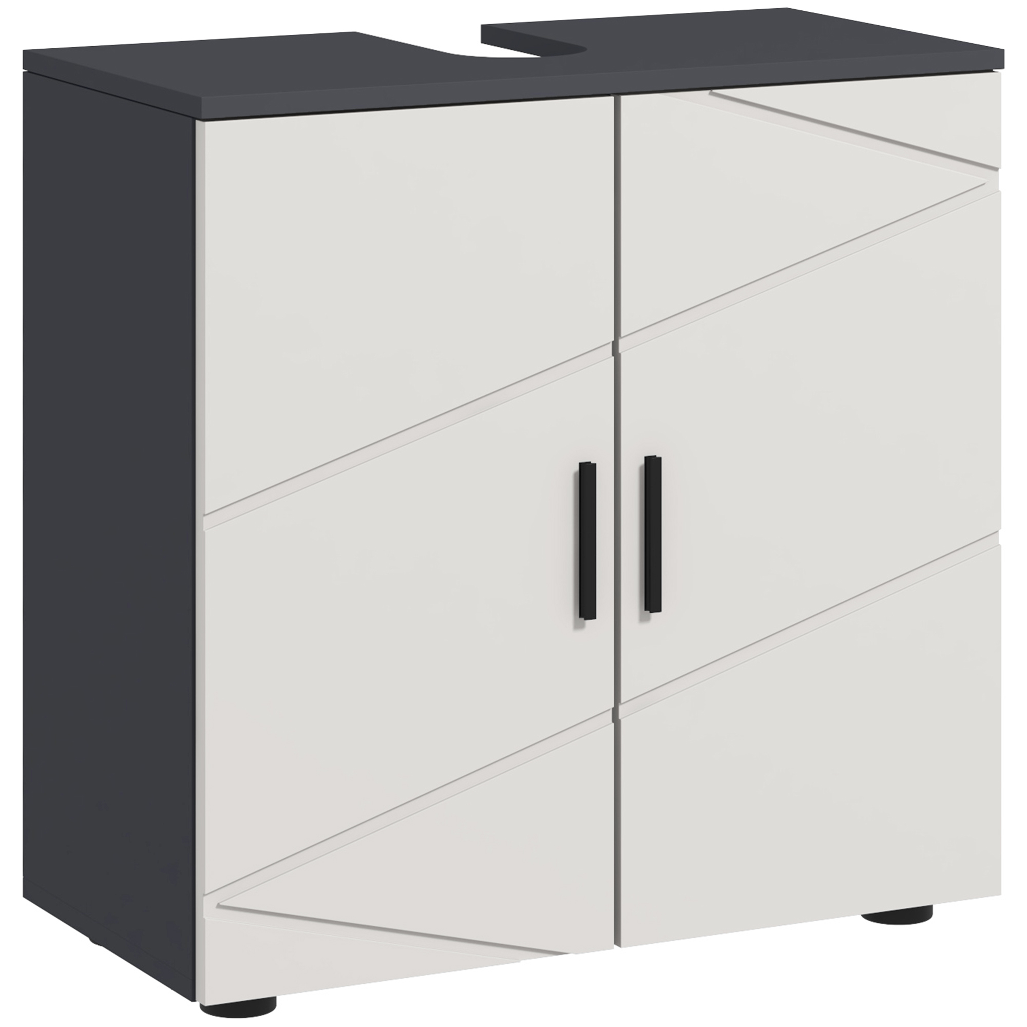 kleankin Under Sink Cabinet, Bathroom Vanity Unit, Floor Basin Storage Cupboard with Double Doors and Shelf, 60 x 30 x 60 cm, Light Grey - Life 