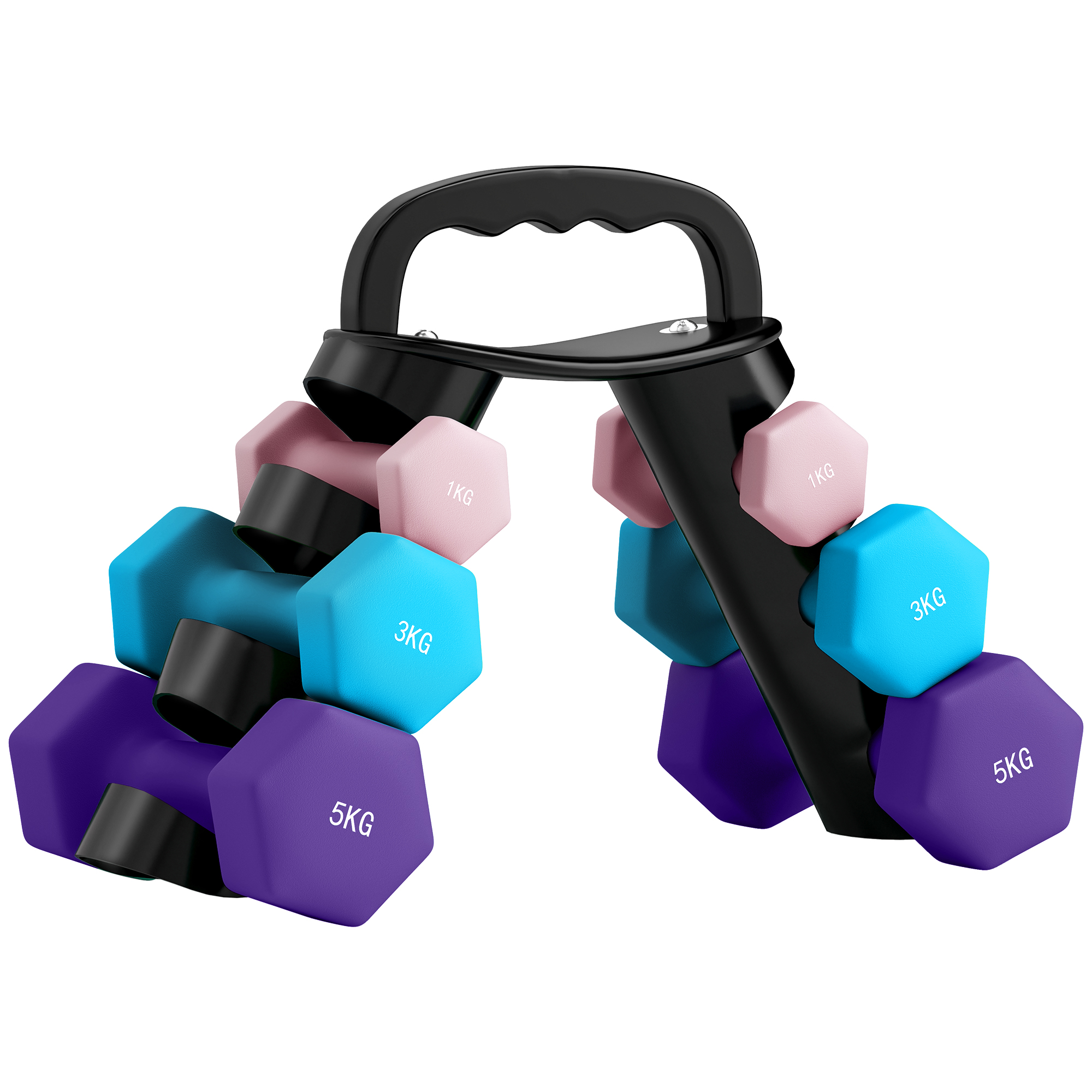 SPORTEDGE Dumbbells Set Storage Rack 2x1kg 2x3kg 2x5kg - Pink - Life Essentials