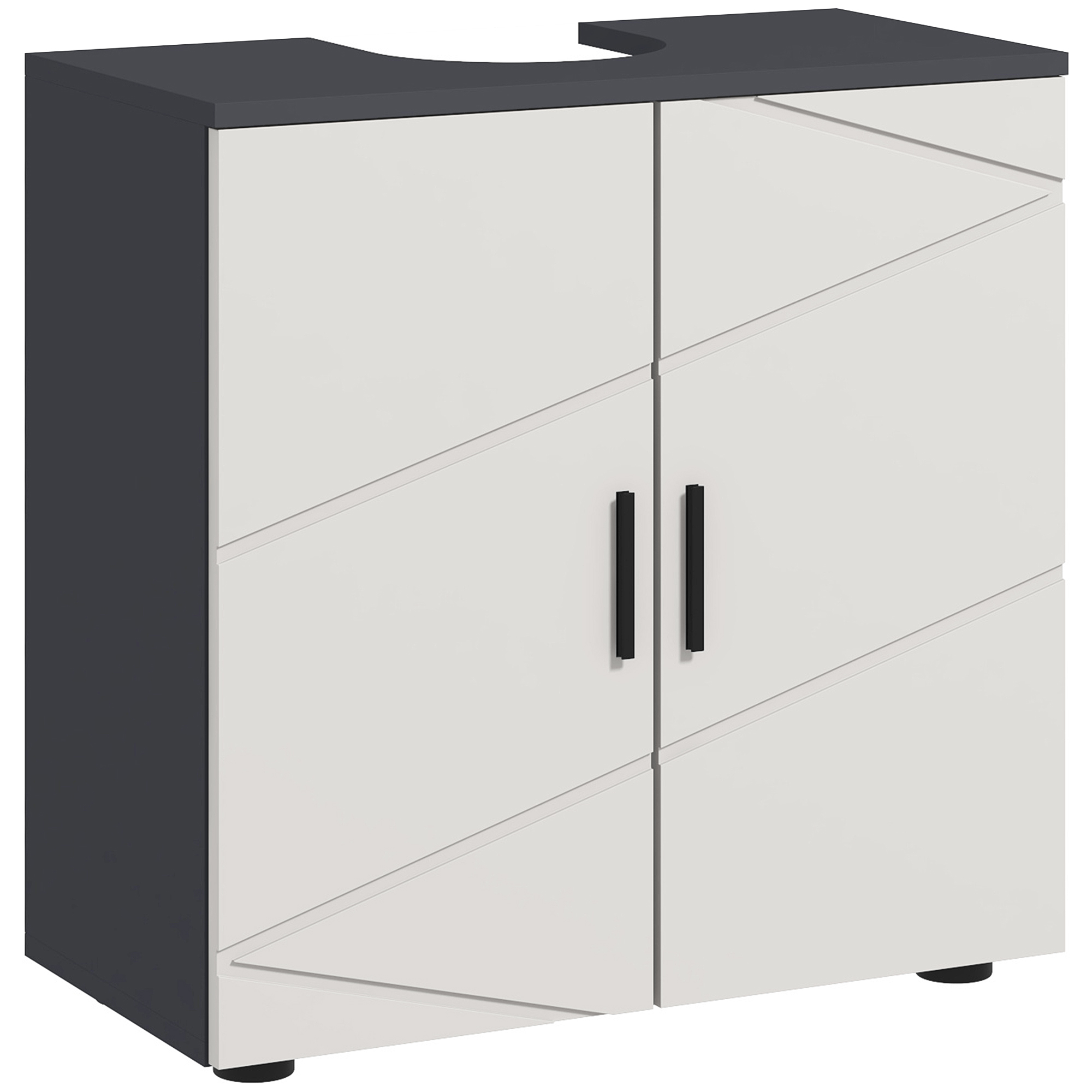 kleankin Pedestal Sink Cabinet, Bathroom Vanity Unit, Floor Basin Storage Cupboard with Double Doors and Shelf, 60 x 30 x 60 cm, Light Grey - Life 