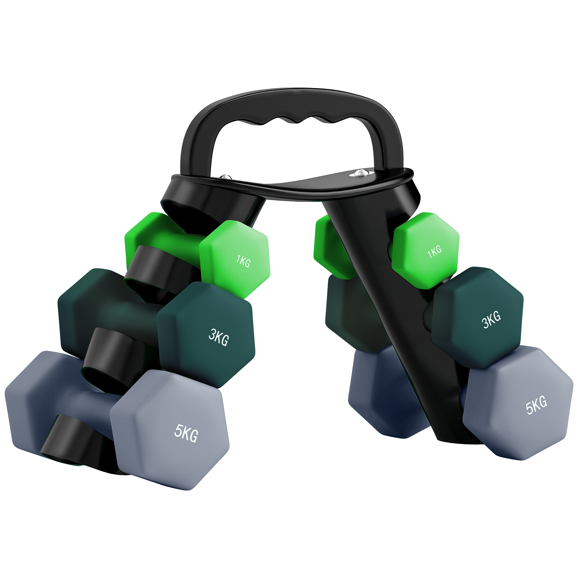 SPORTEDGE Dumbbells Set Storage Rack 2x1kg 2x3kg 2x5kg - Green - Life Essentials