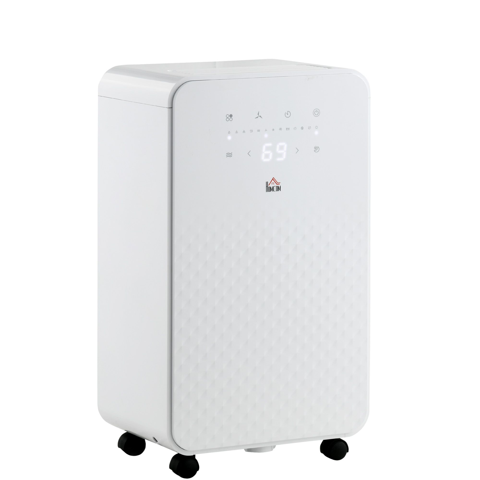 2000mL Portable Dehumidifier with Air Purifier, 24H Timer, 5 Modes, 12L/Day, for Home Laundry, White - Life Essentials