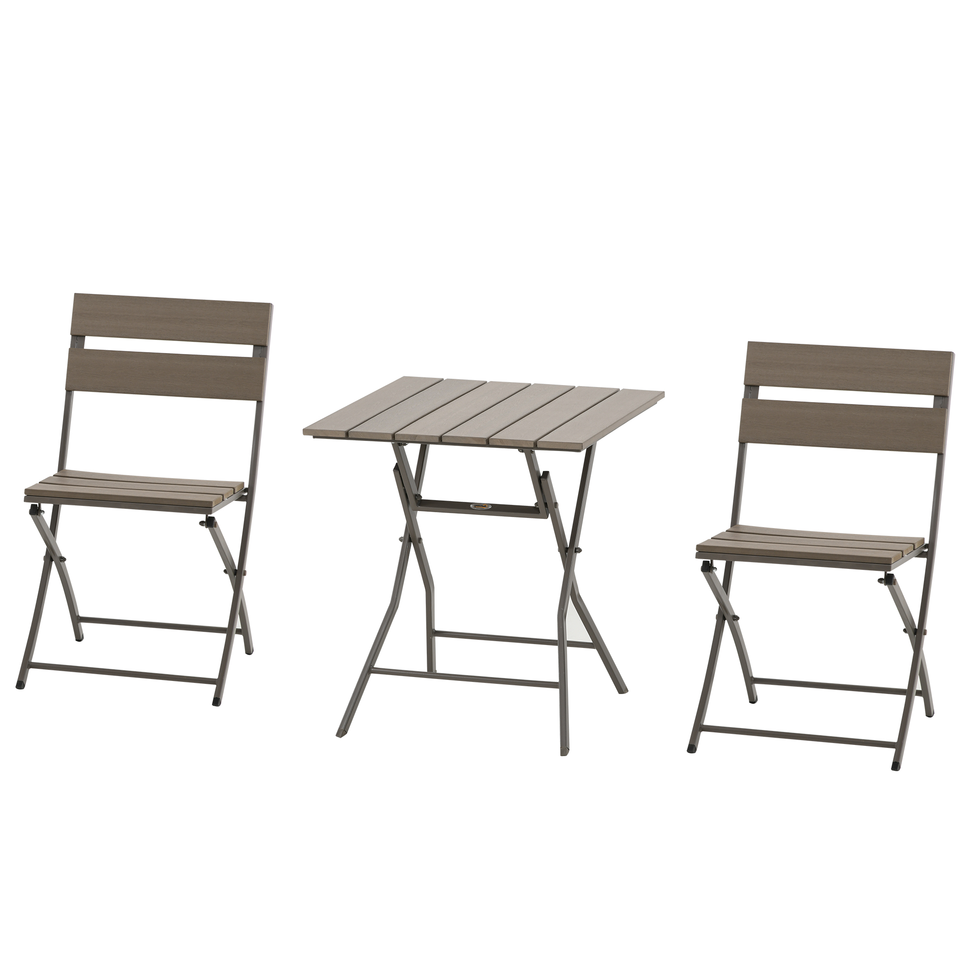 SUNVISTA 3 Piece Foldable Garden Bistro Set Patio Furniture Set with Table and 2 Chairs for Conservatory Balcony Terrace, Grey - Life Essentials