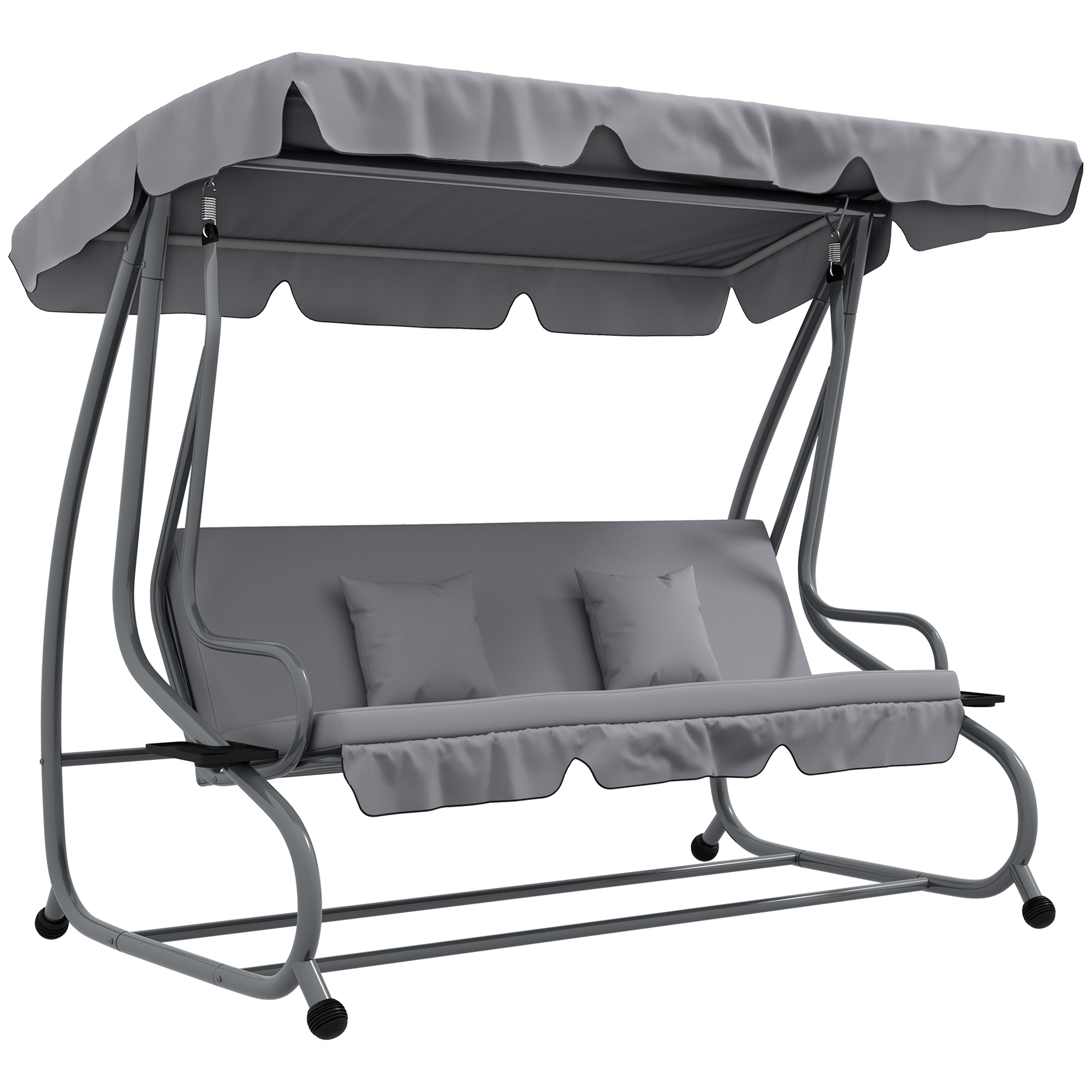 SUNVISTA Three-Person garden Swing Chair, with Adjustable Canopy - Light Grey - Life Essentials