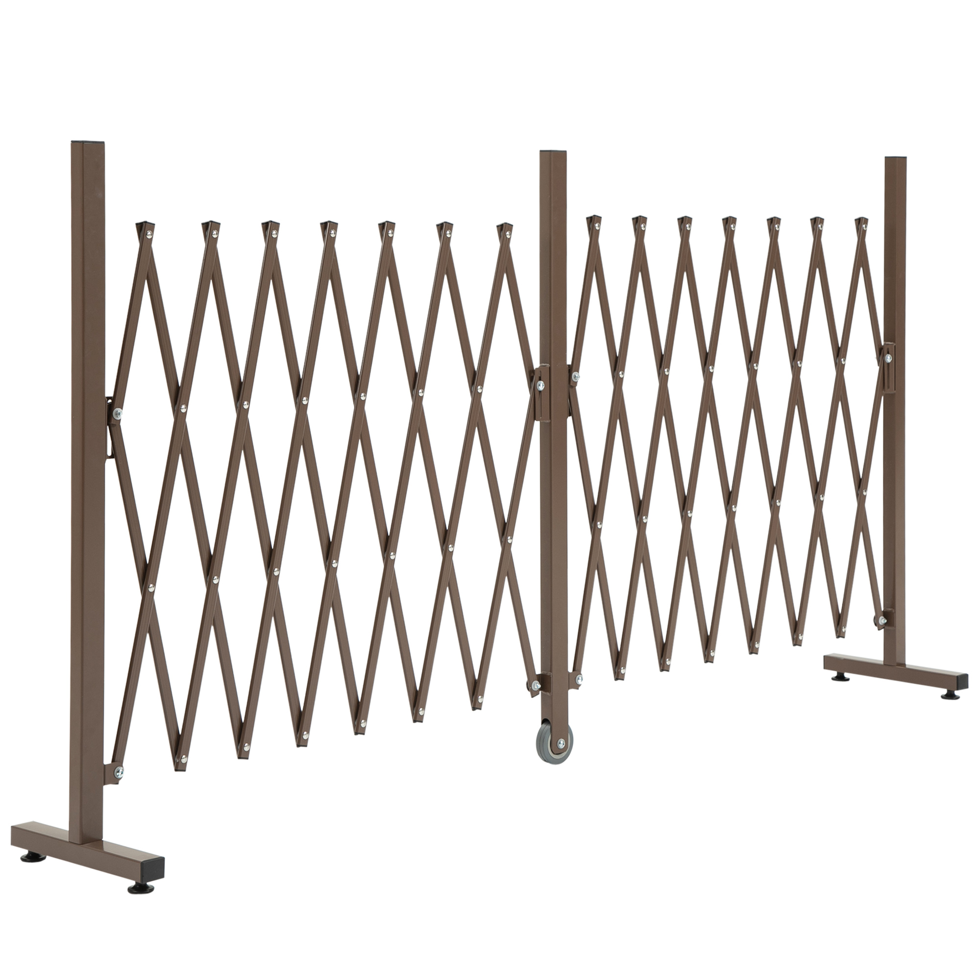 Expanding Trellis Fence Freestanding Movable Fence Foldable Garden Screen Panel Aluminium, 405cm x 103.5cm, Dark Brown - Life Essentials