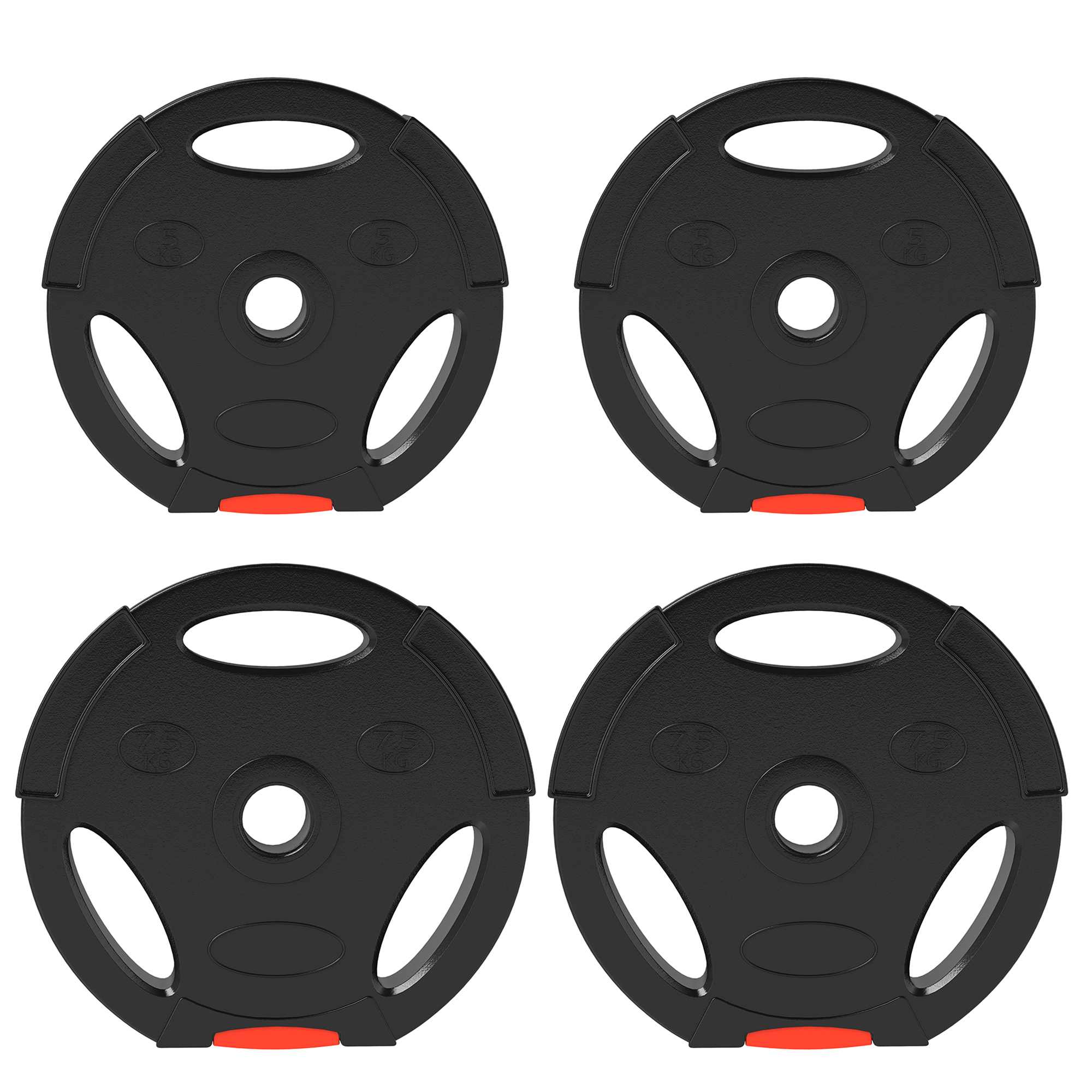 SPORTEDGE Olympic Weight Plates Set Two 7.5kg Two 5kg - Black - Life Essentials