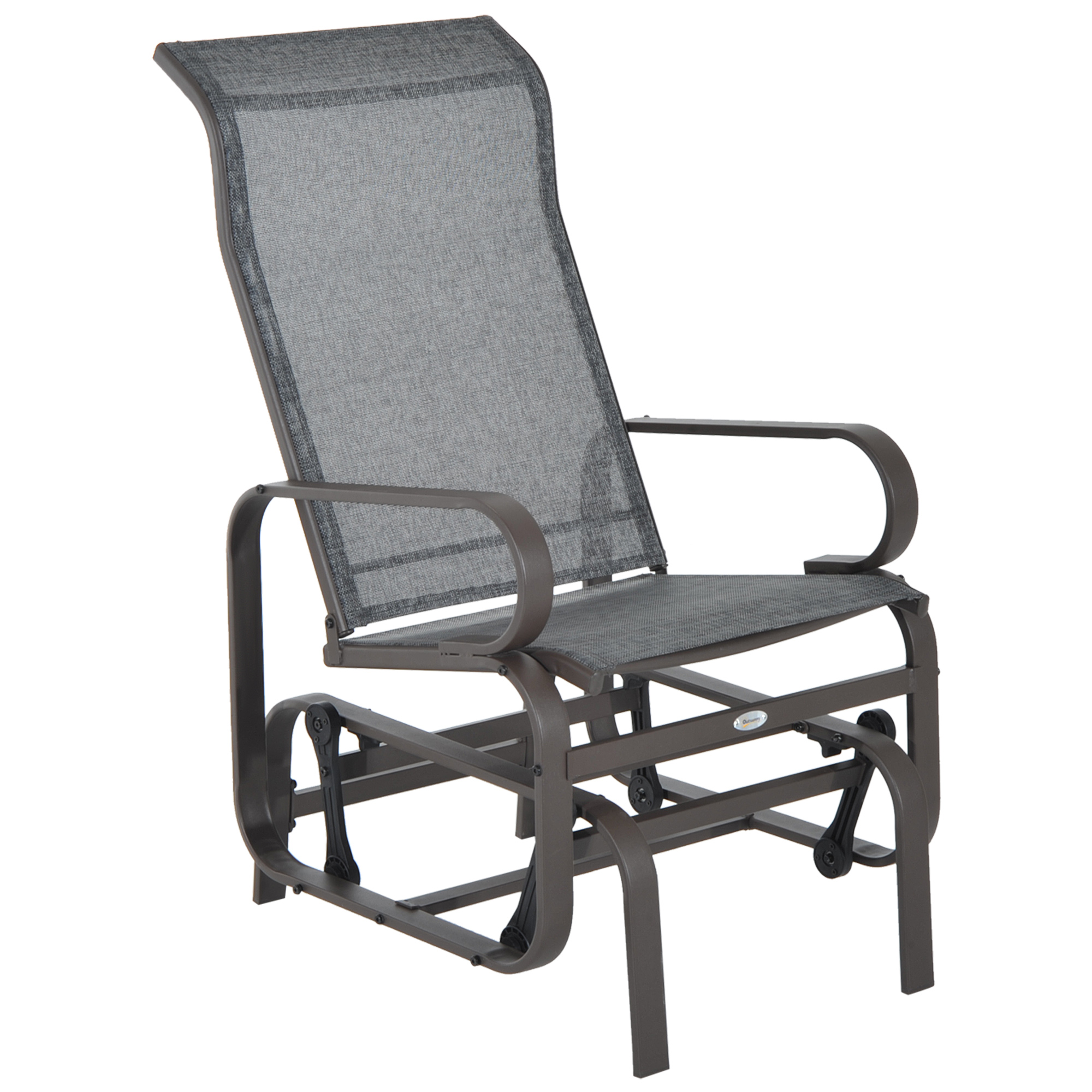 Outdoor Gliding Rocking Chair with Sturdy Metal Frame Garden Comfortable Swing Chair for Patio, Backyard and Poolside, Grey - Life Essentials
